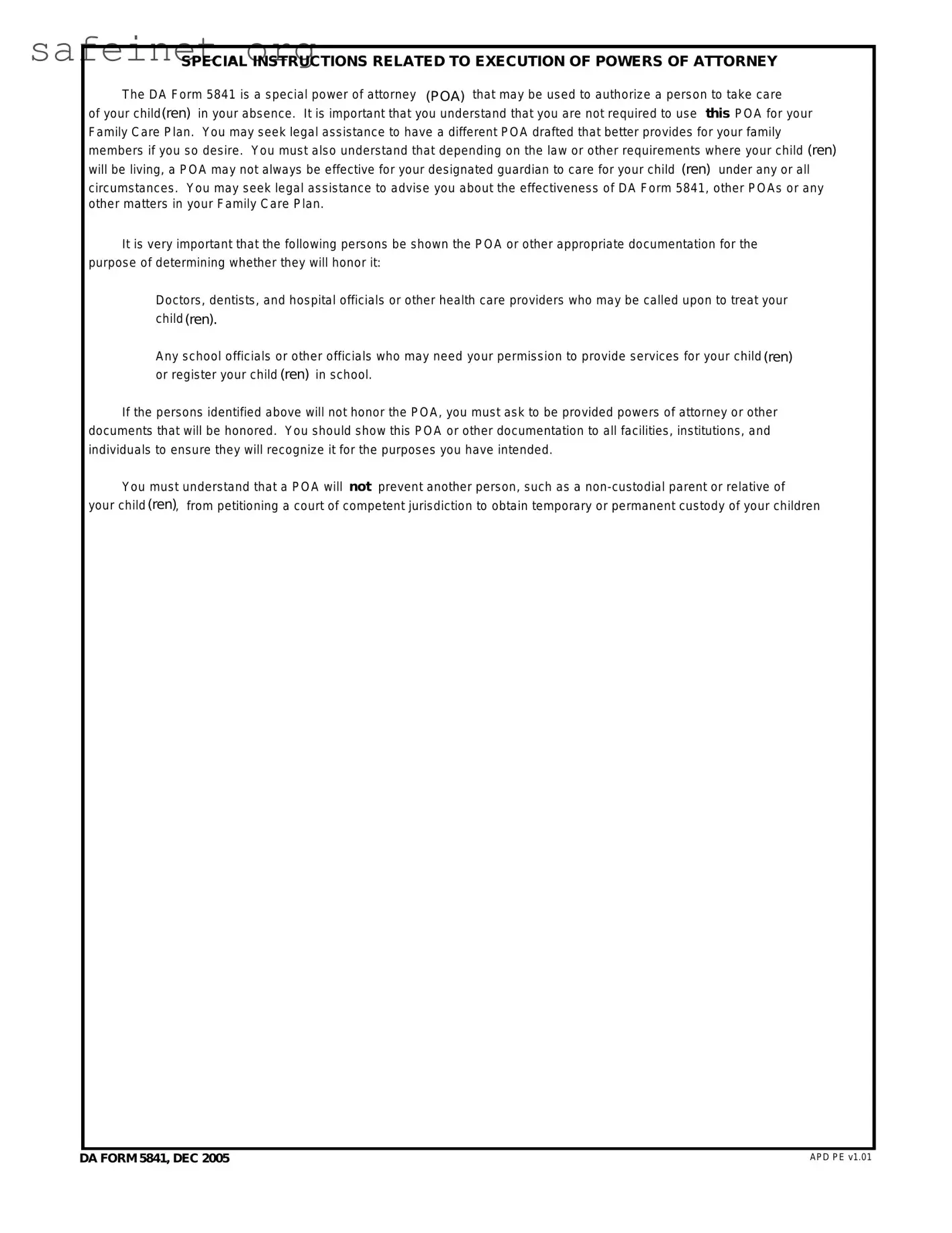 Blank Da 5841 R Template