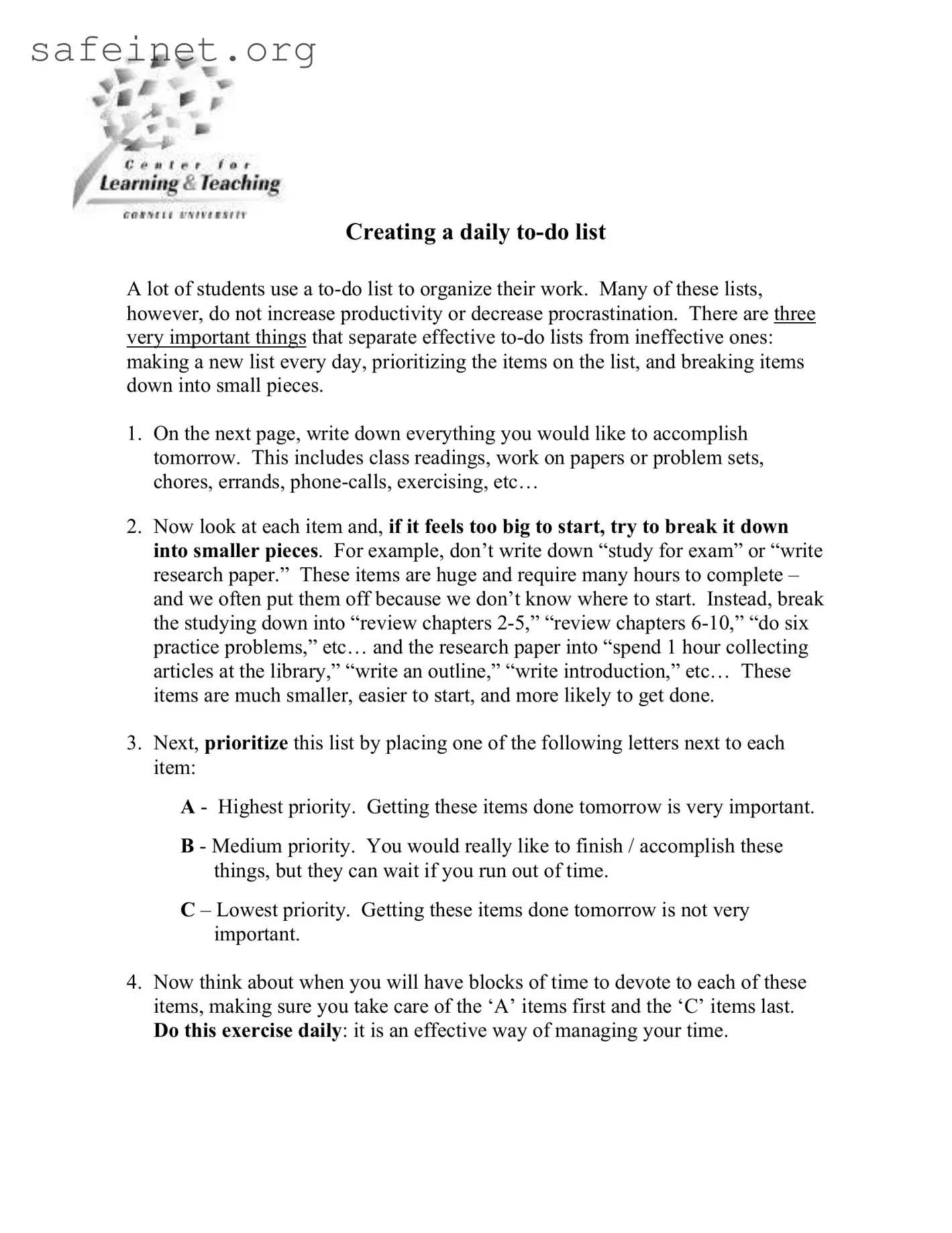 Blank Daily To Do List Template