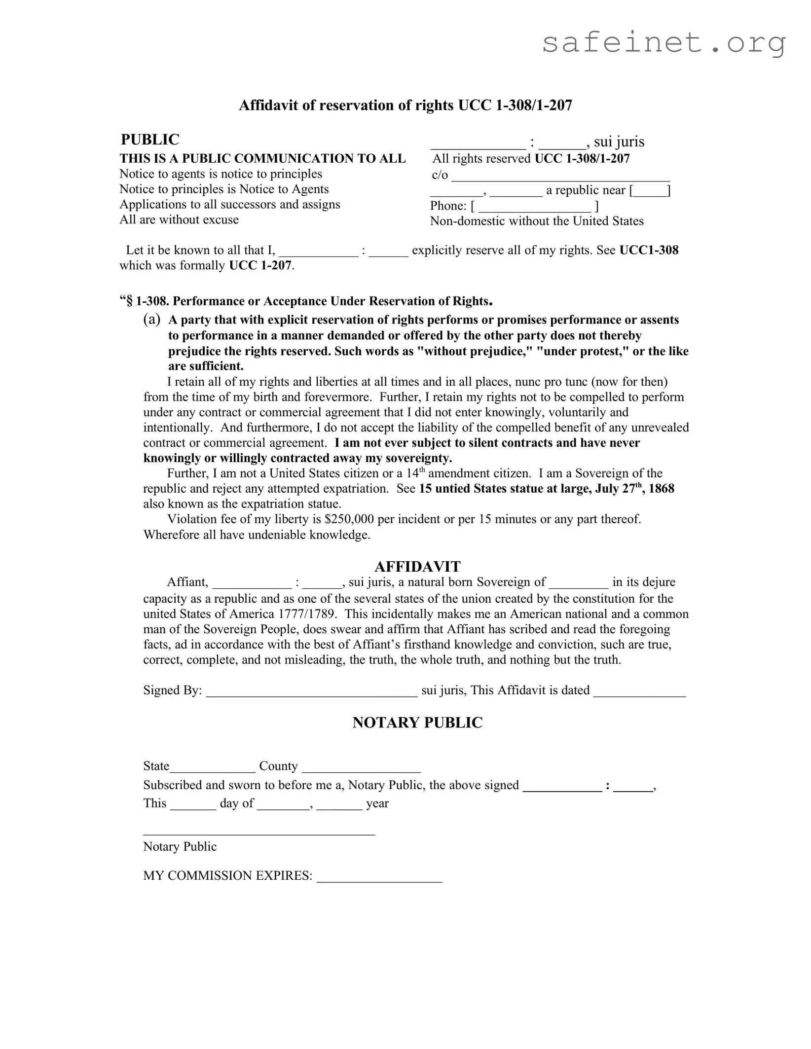 Blank Ucc 1 308 Template