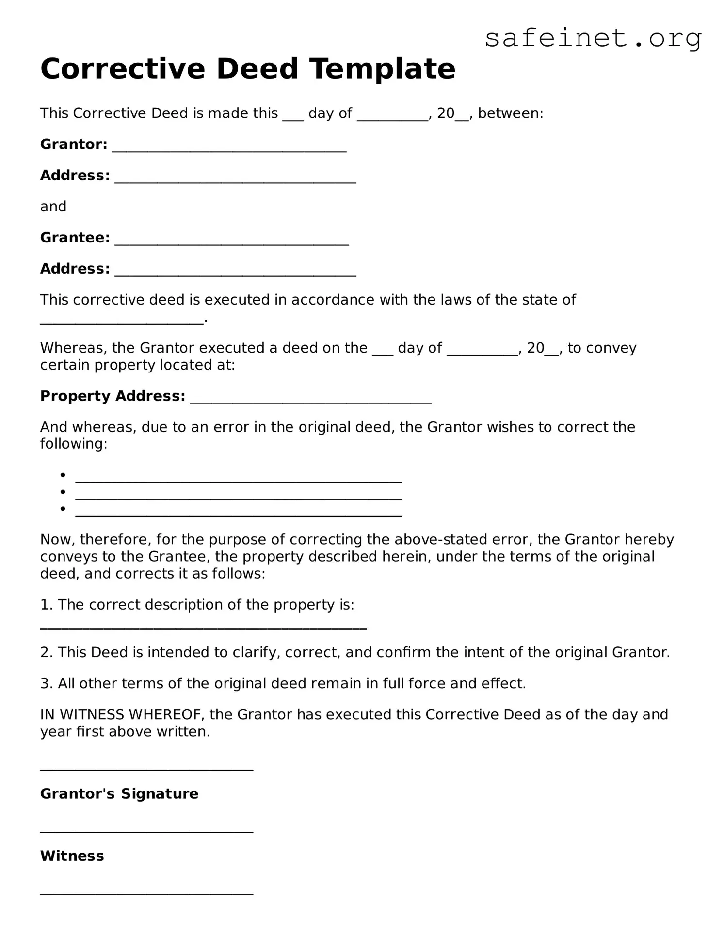 Official Corrective Deed Document