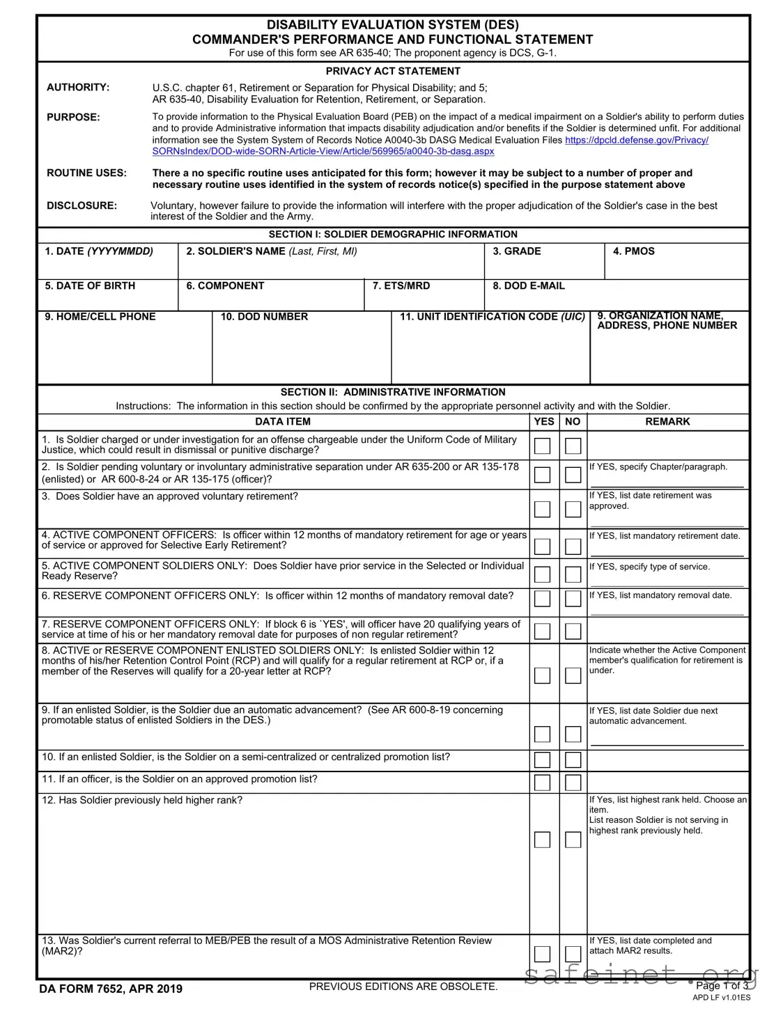 Blank Da 7652 Template