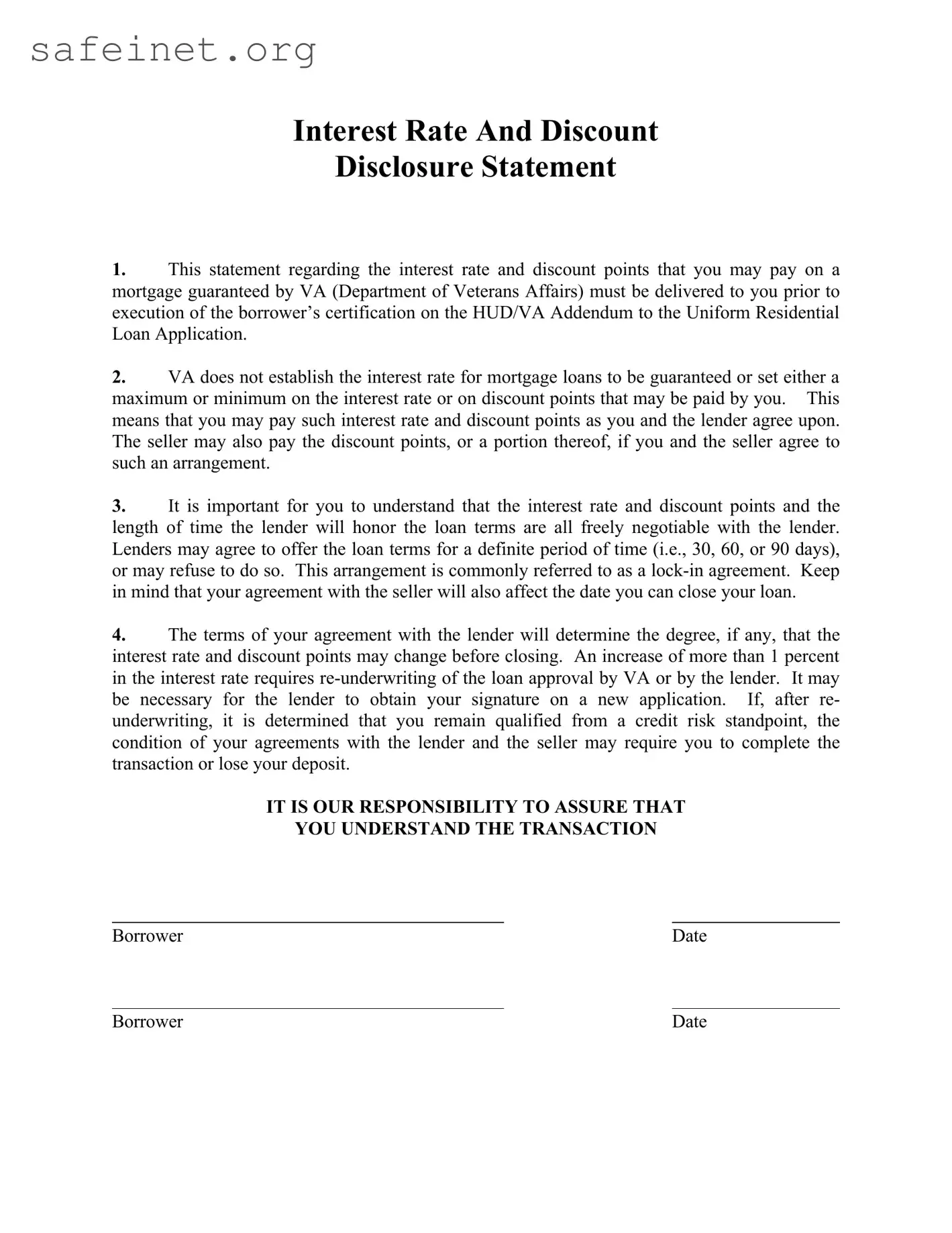 Blank Discount Disclosure Statement Template