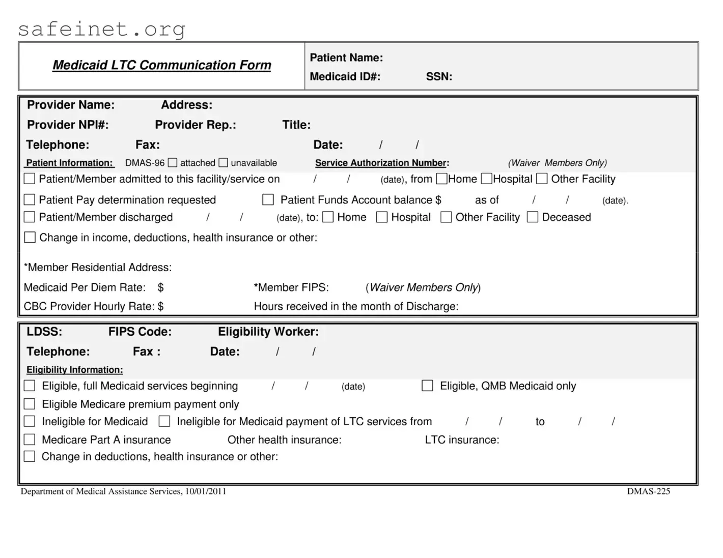 Blank Dmas 225 Template