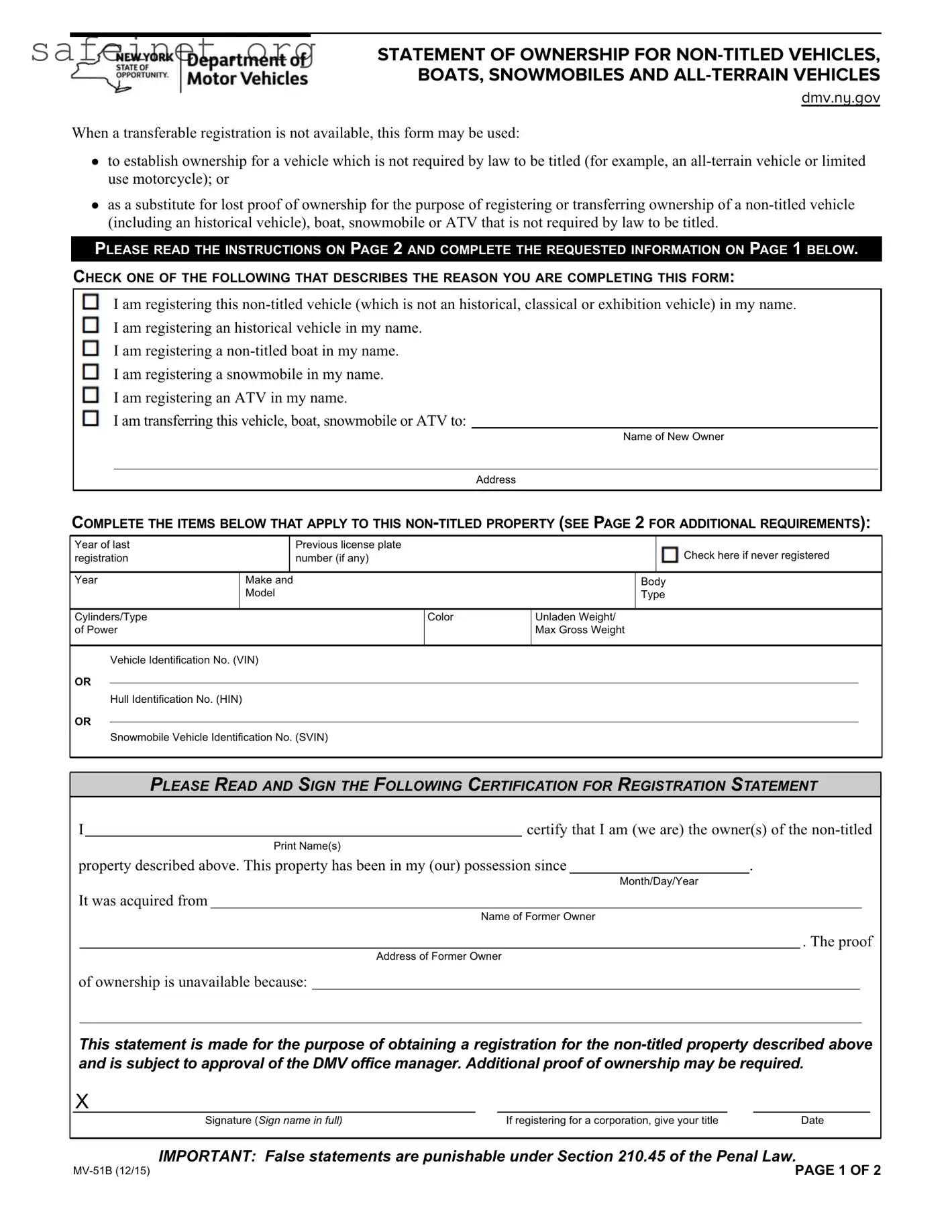 Blank Dmv 51B Template