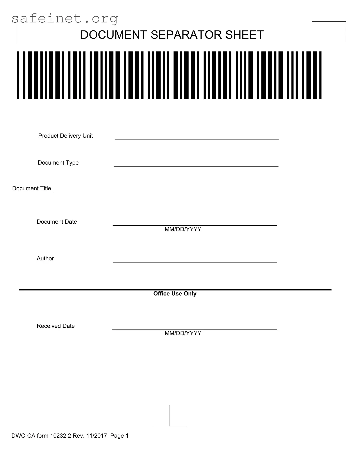 Blank Document Separator Sheet Template