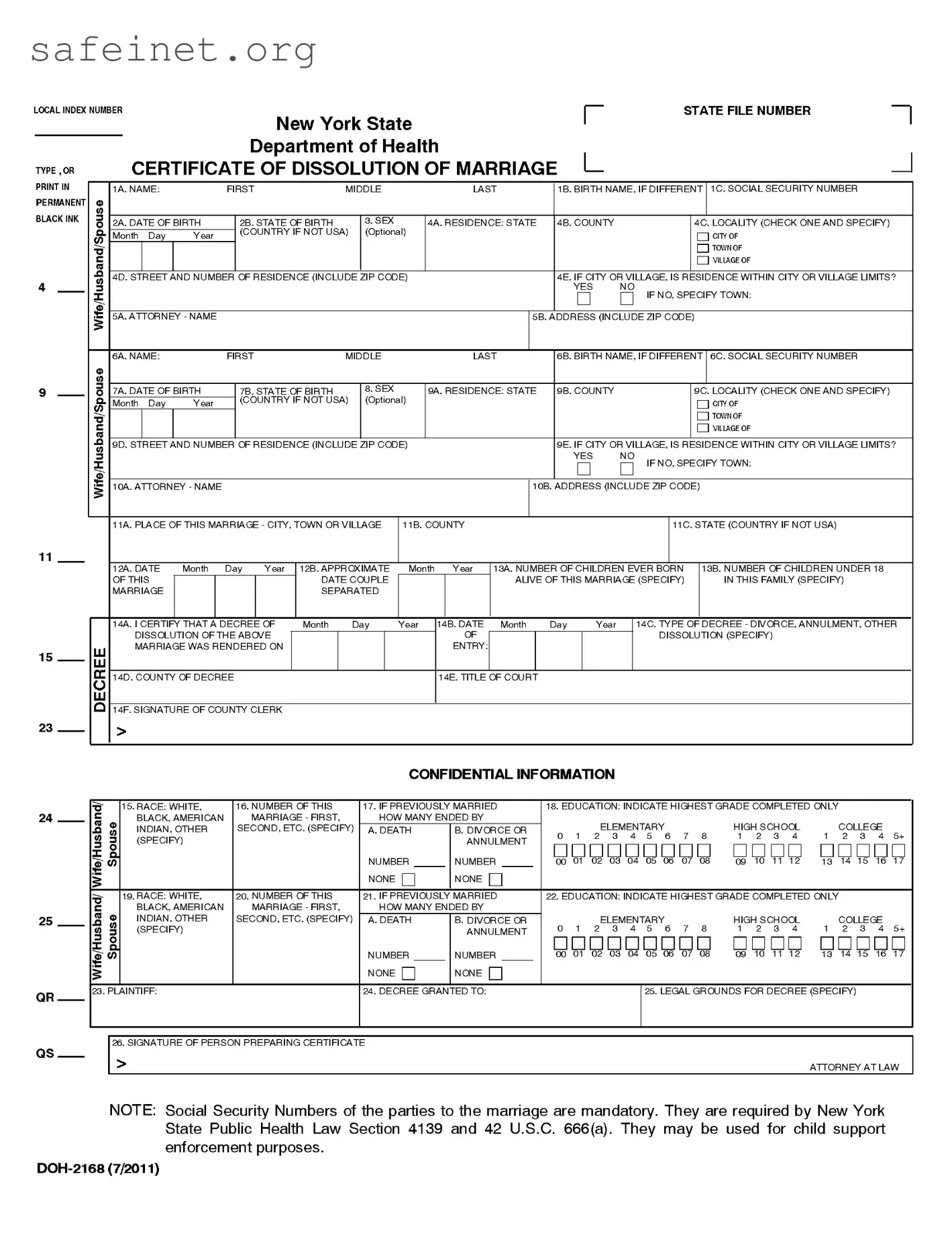 Blank Doh 2168 Template