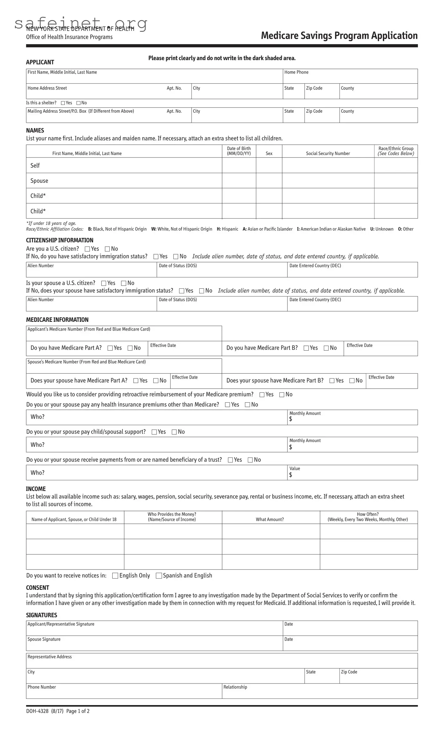 Blank Doh 4328 Msp Application Template