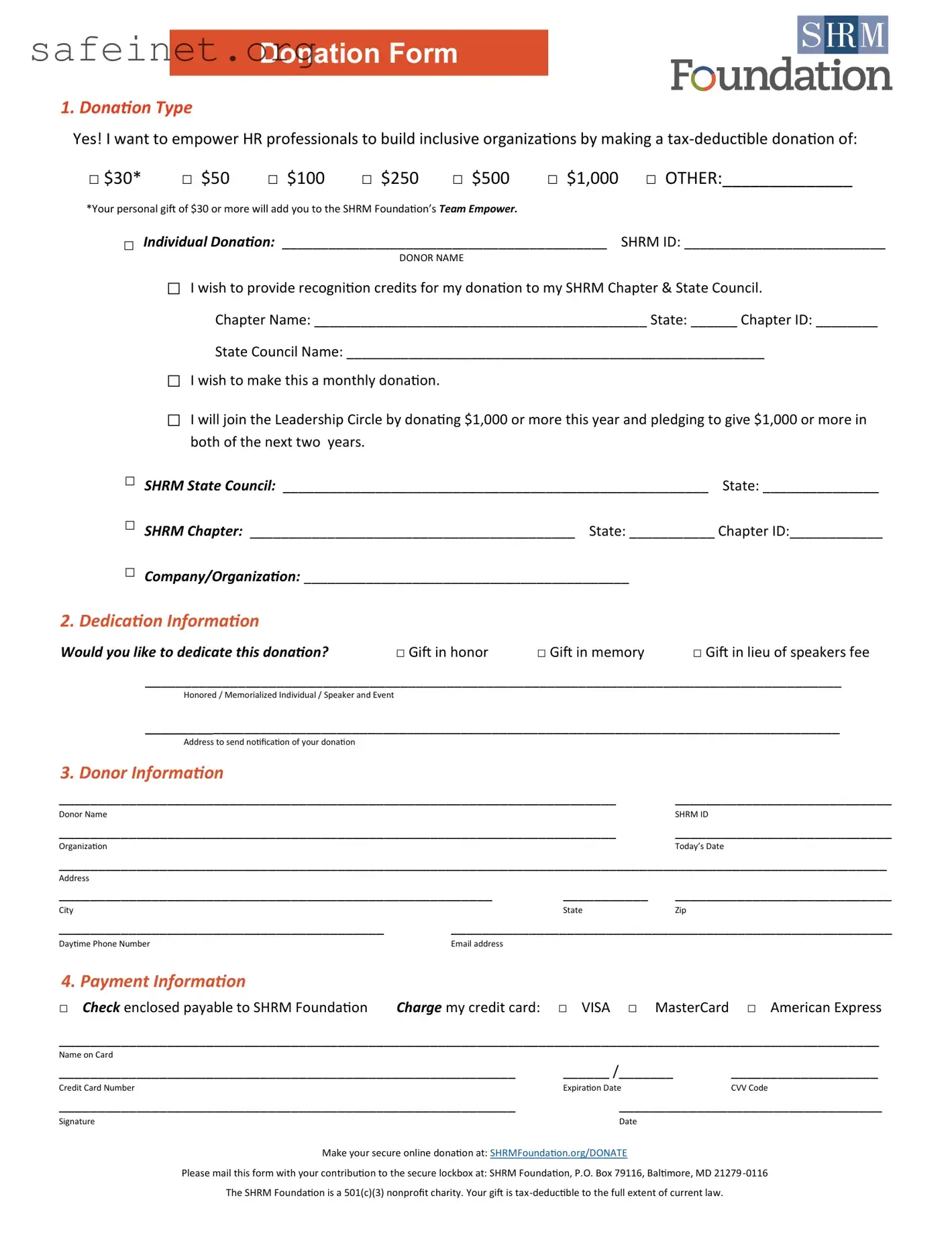 Blank Donation Template