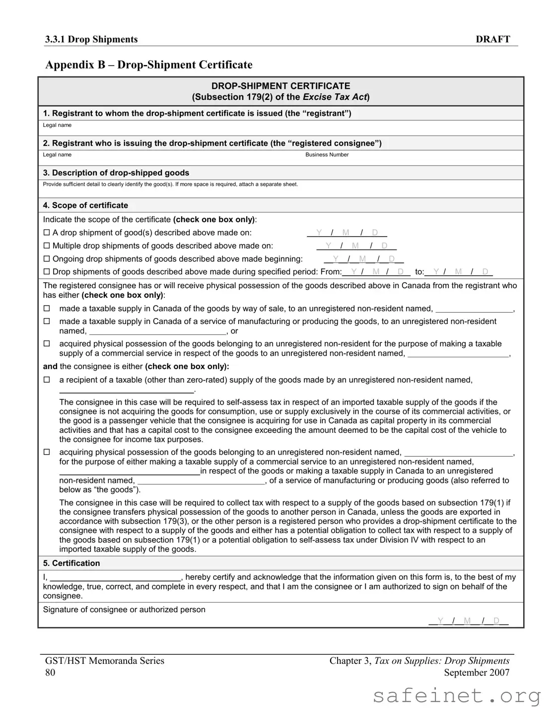 Blank Drop Shipment Certificate Template