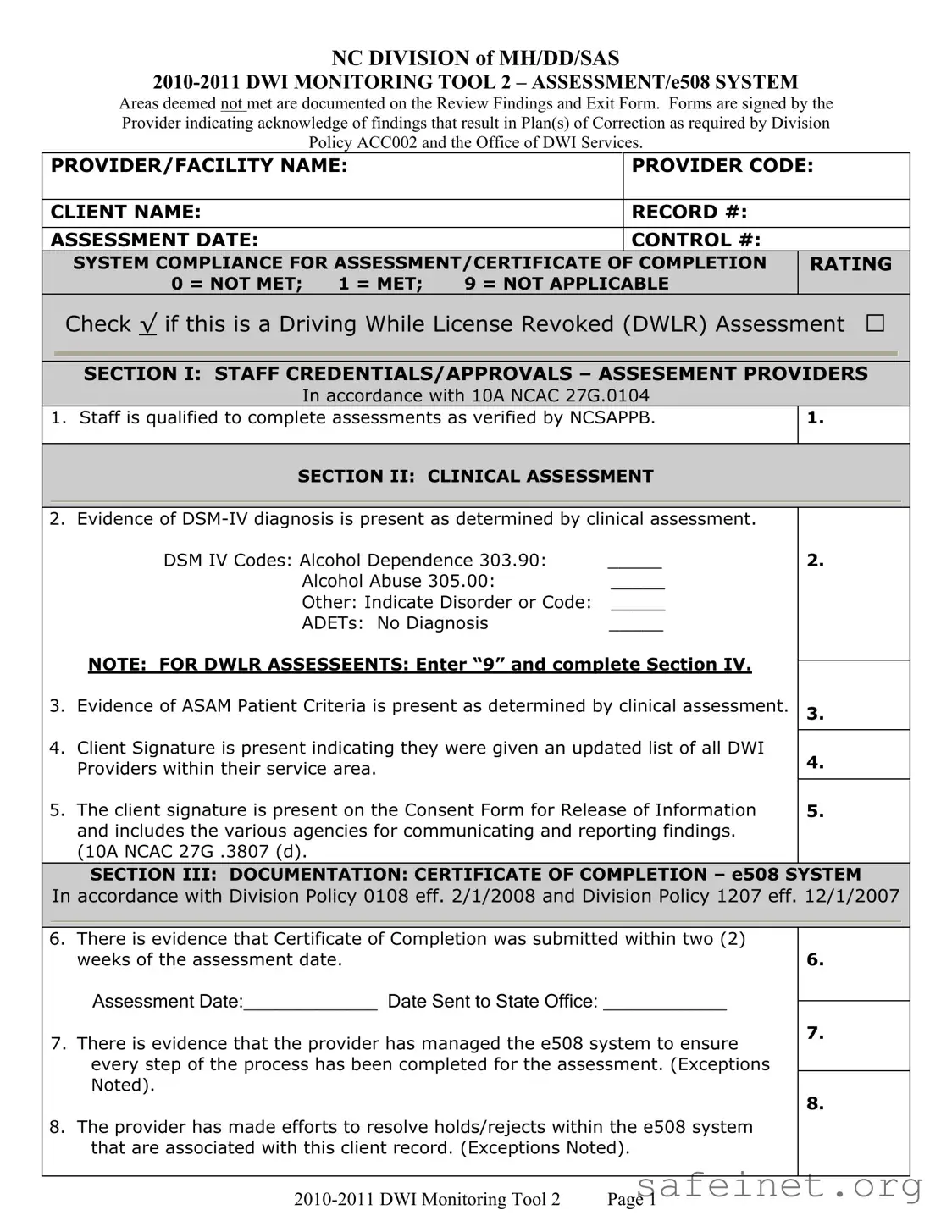 Blank 508 From Nc Dwi Services Template