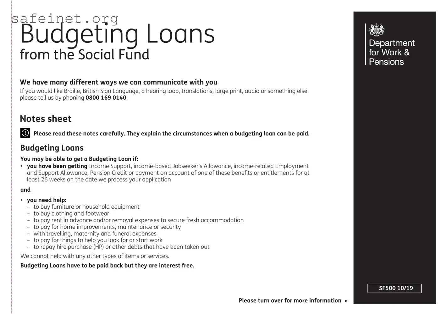 Blank Dwp Budgeting Loan Application Template