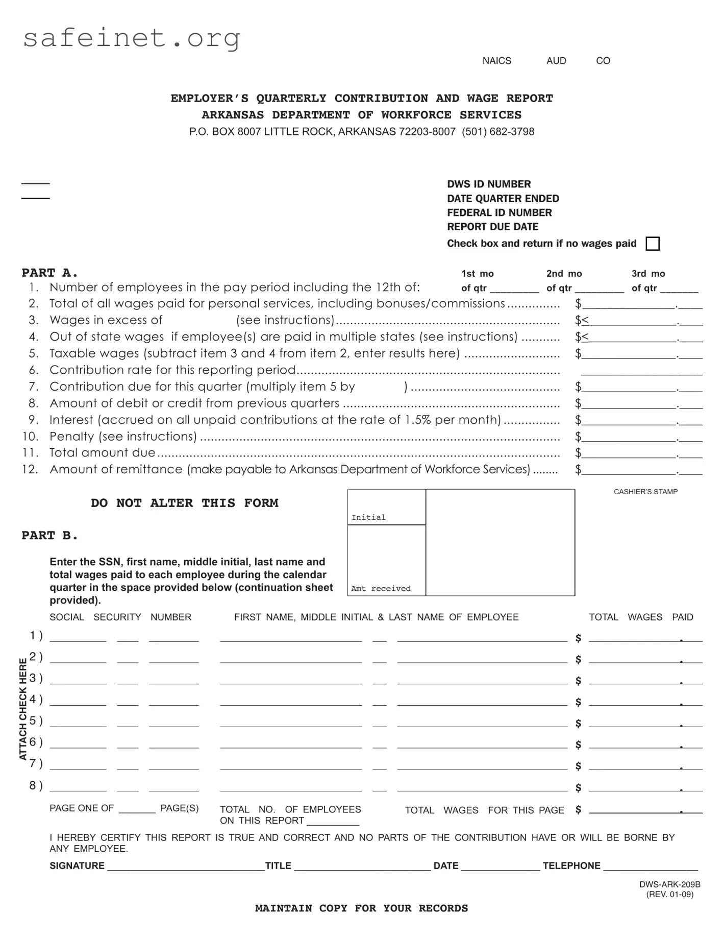 Blank Dws Ark 209B Template