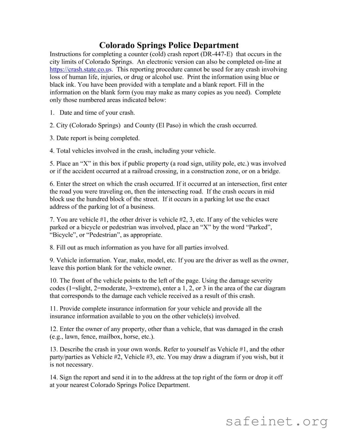 Blank Cspd Accident Report Template