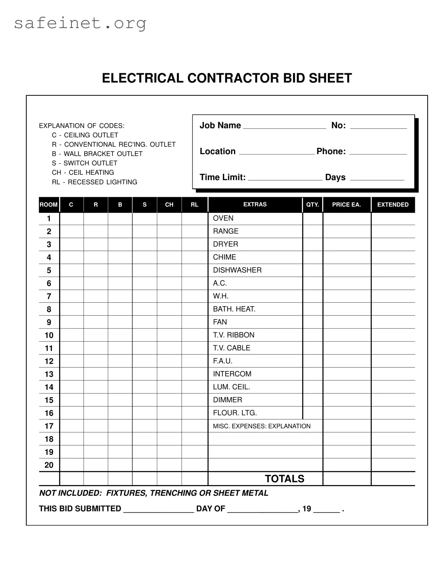Blank Electrical Proposal Template