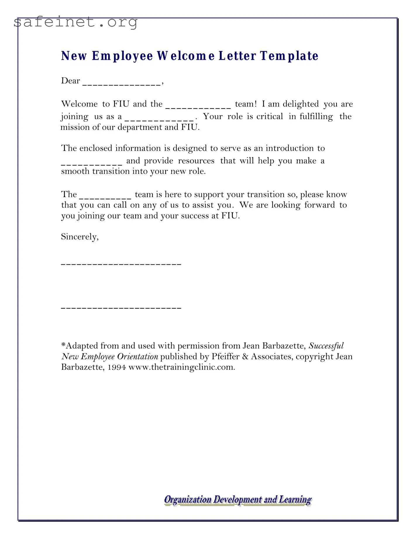 Blank Email For New Team Member Template