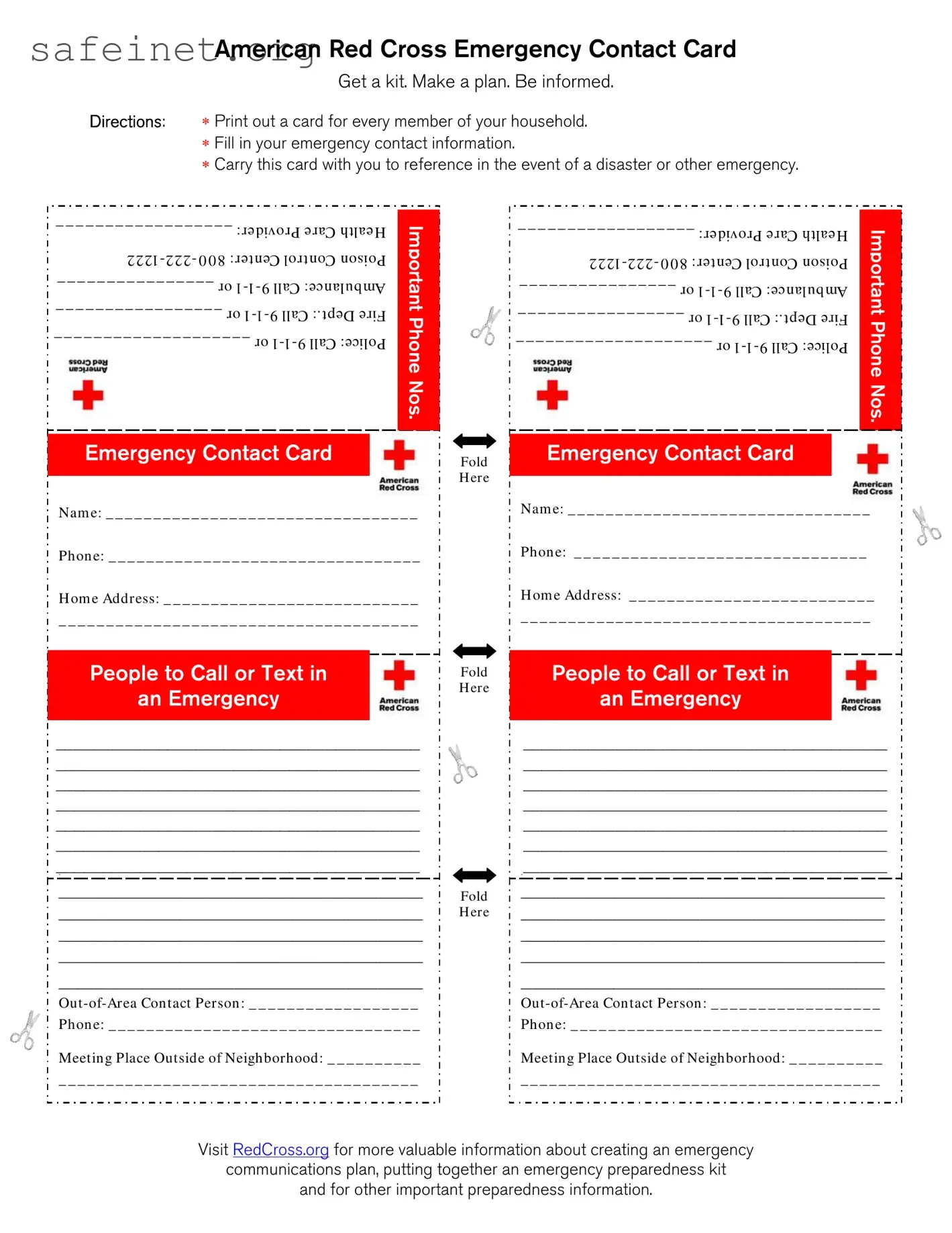 Blank Emergency Card Template