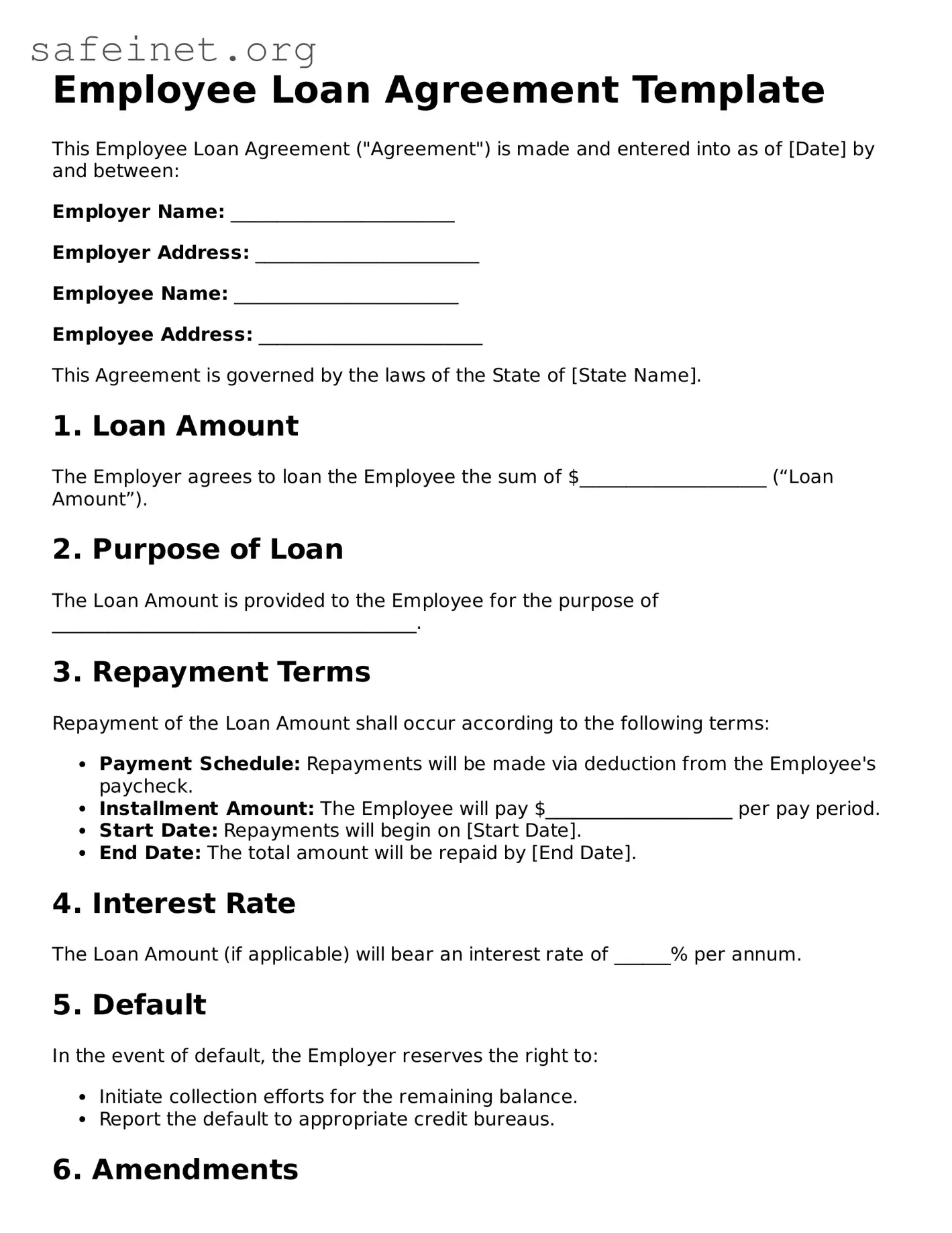 Official Employee Loan Agreement Document