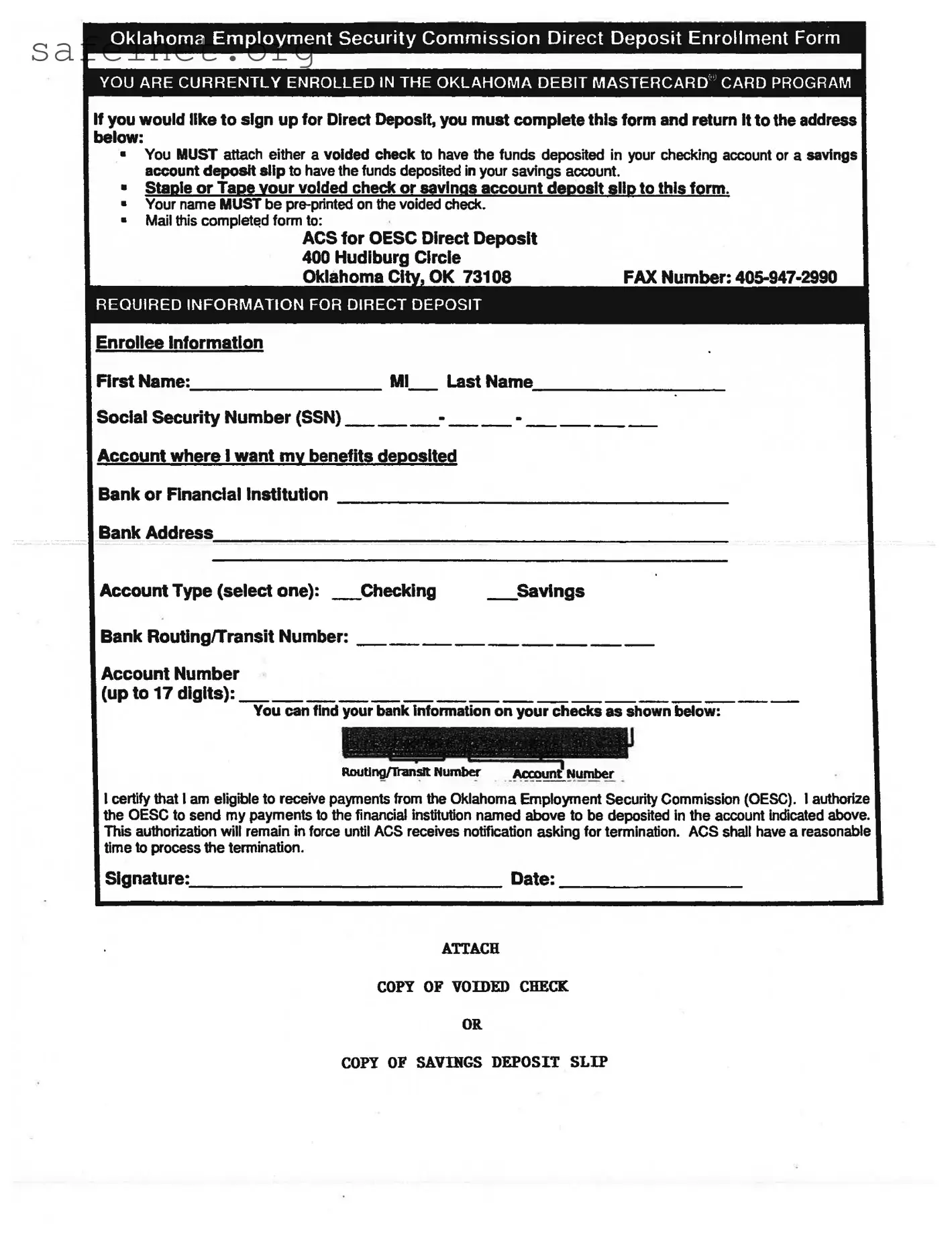Blank Employment Oklahoma Template