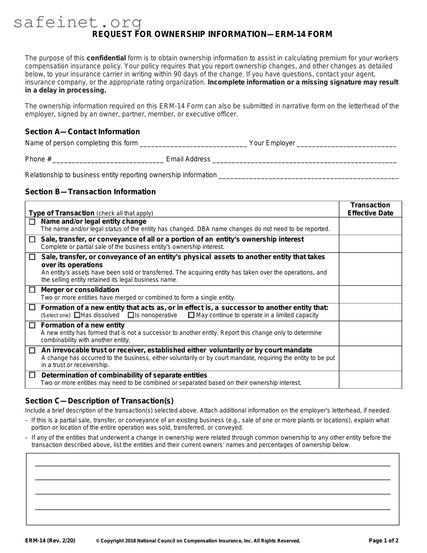 Blank Erm 14 Template