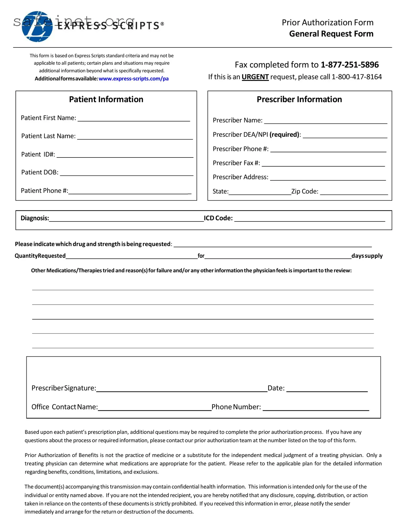 Blank Express Scripts Androgel Template