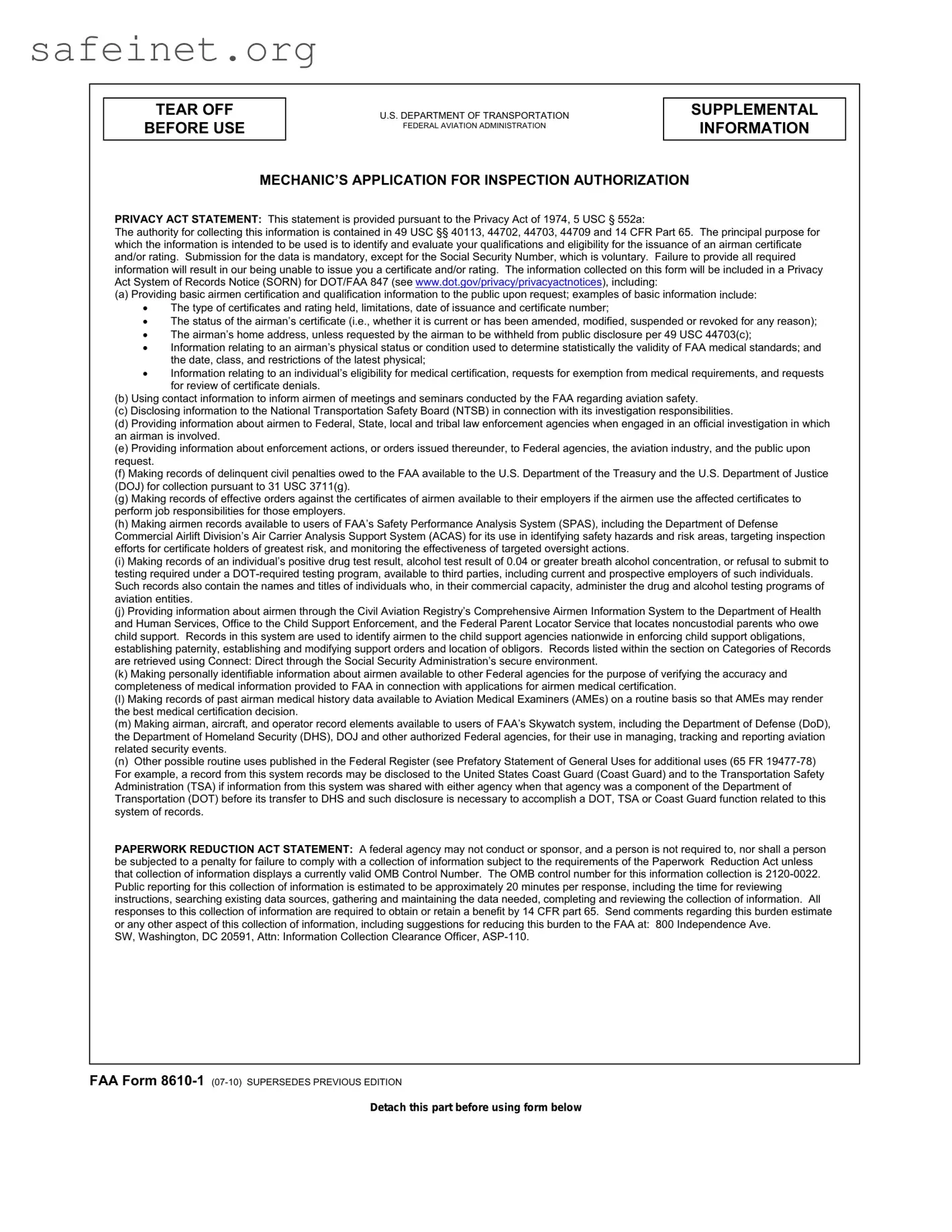 Blank Faa 8610 1 Template
