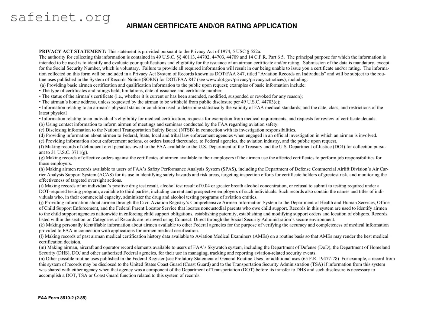 Blank Faa 8610 2 Template