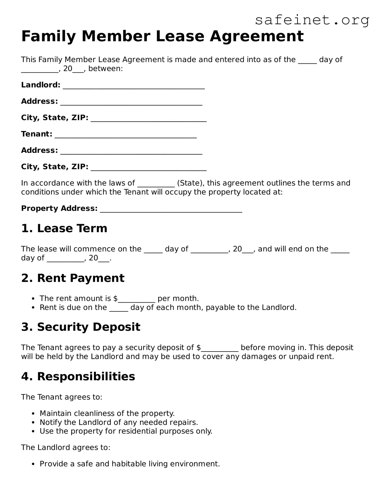 Official Family Member Lease Agreement Document