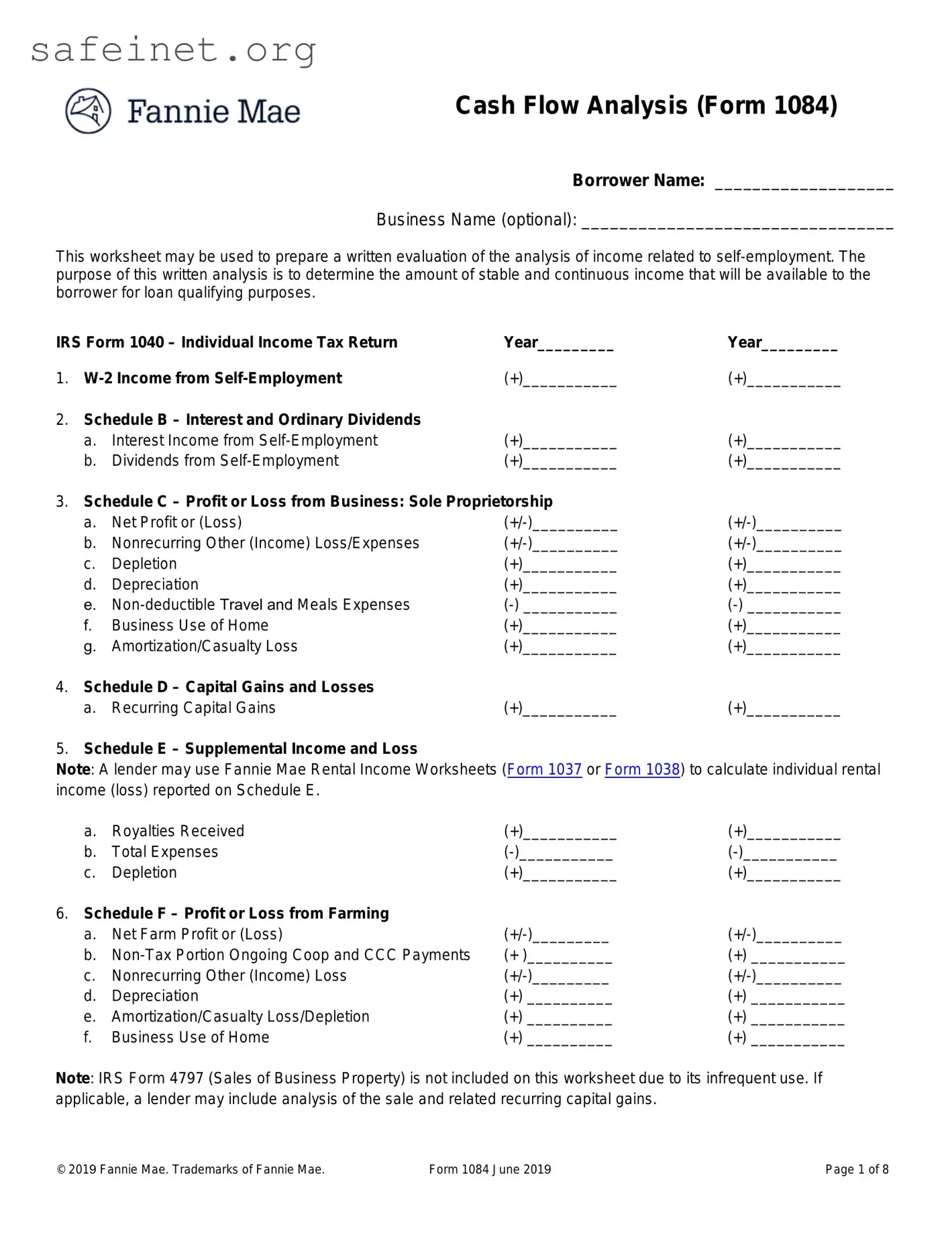 Blank Fannie 1084 Template