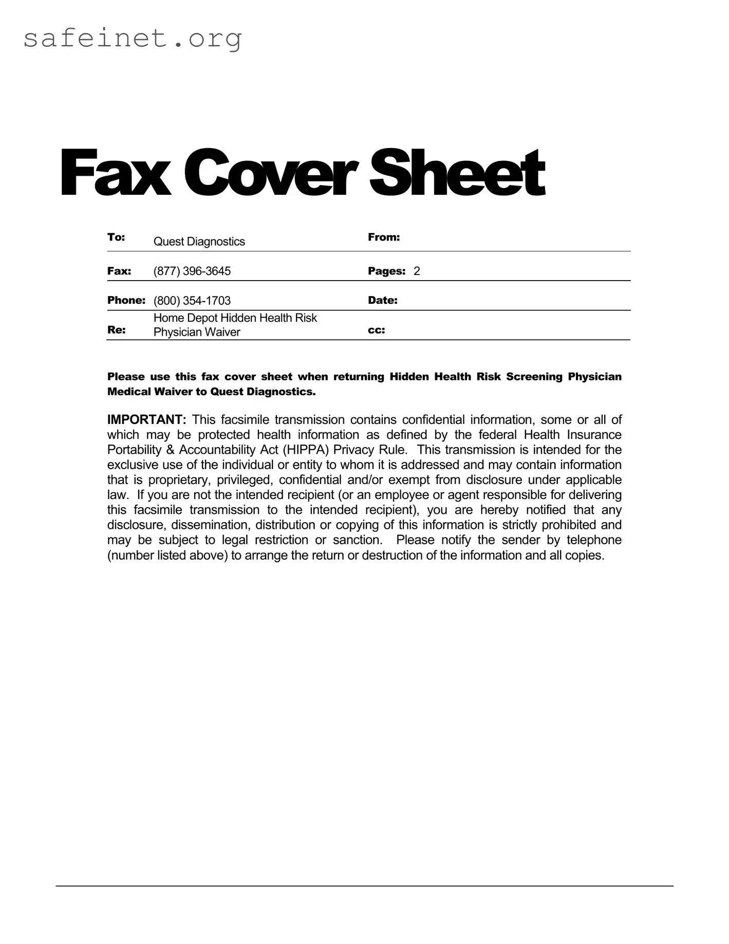 Blank Fax Cover Sheet Template