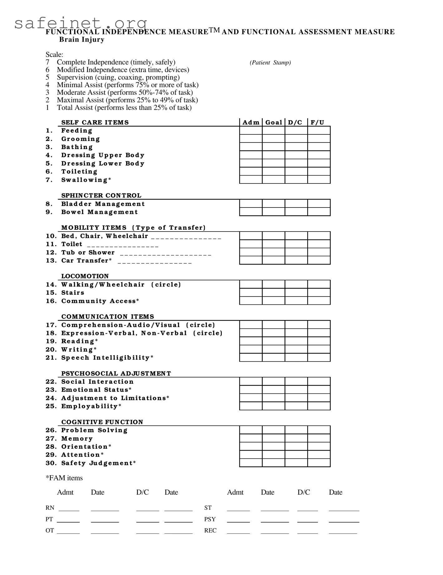 Blank Fim Scale Template