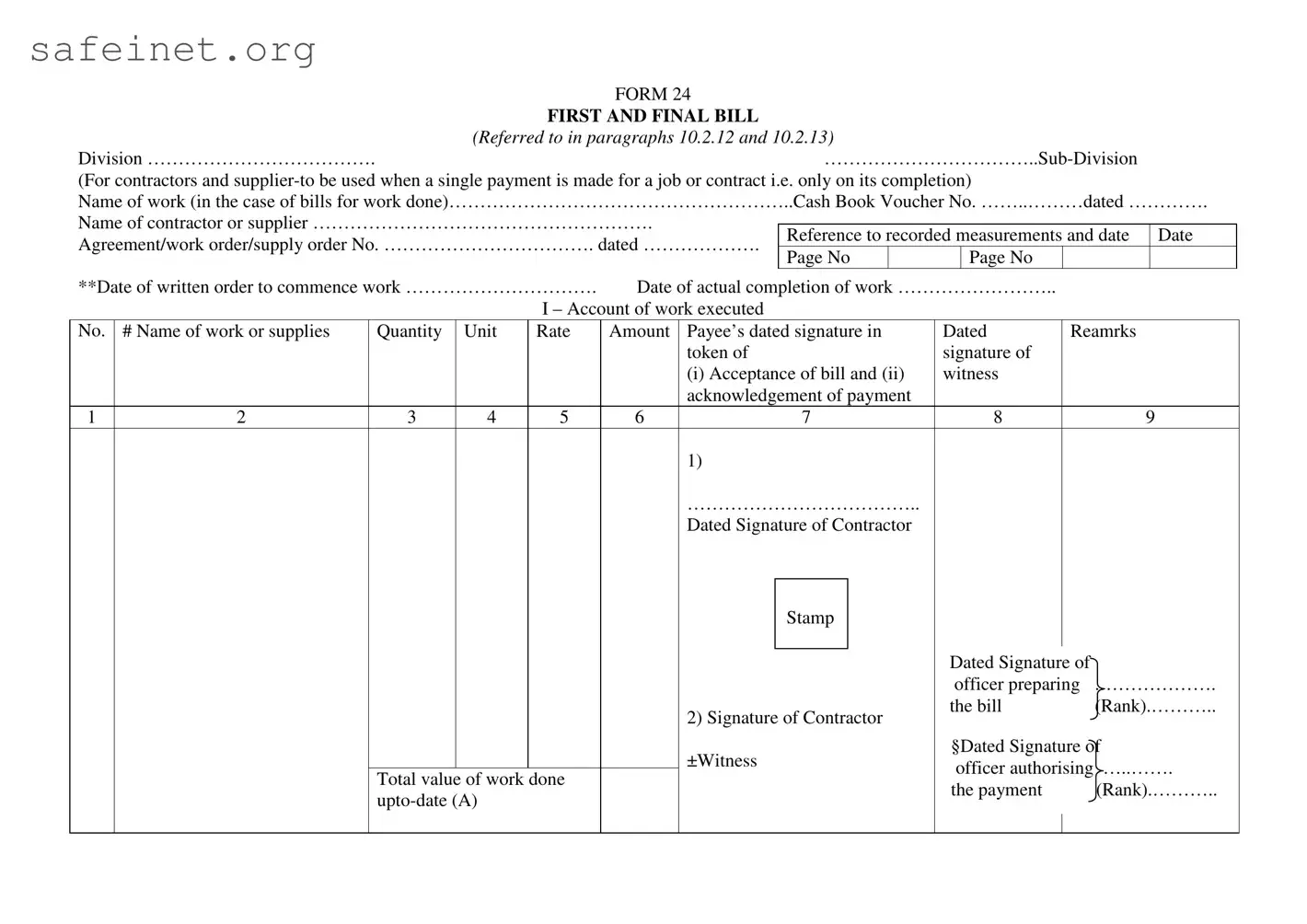 Blank Final Bill Template