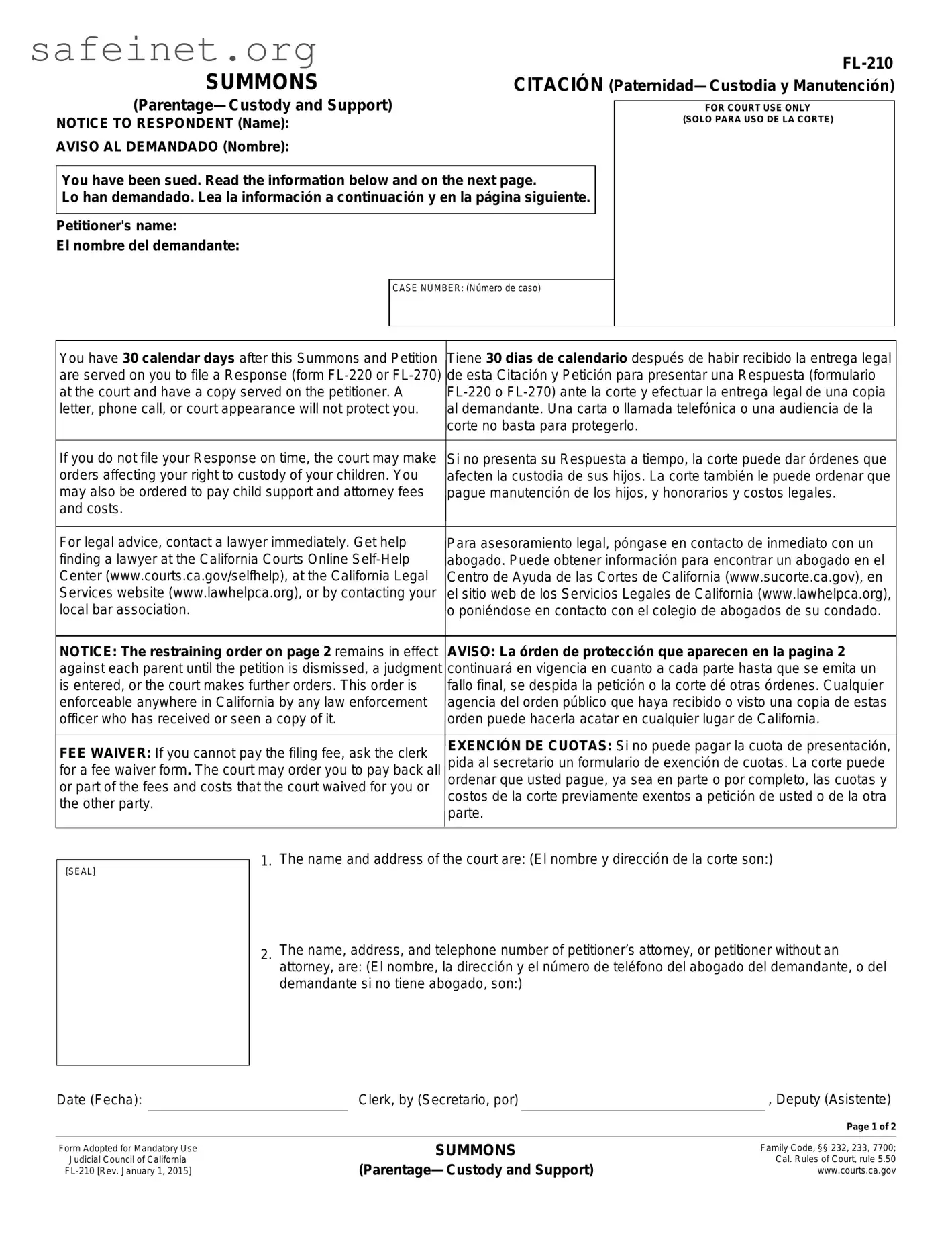 Blank Fl 210 Template