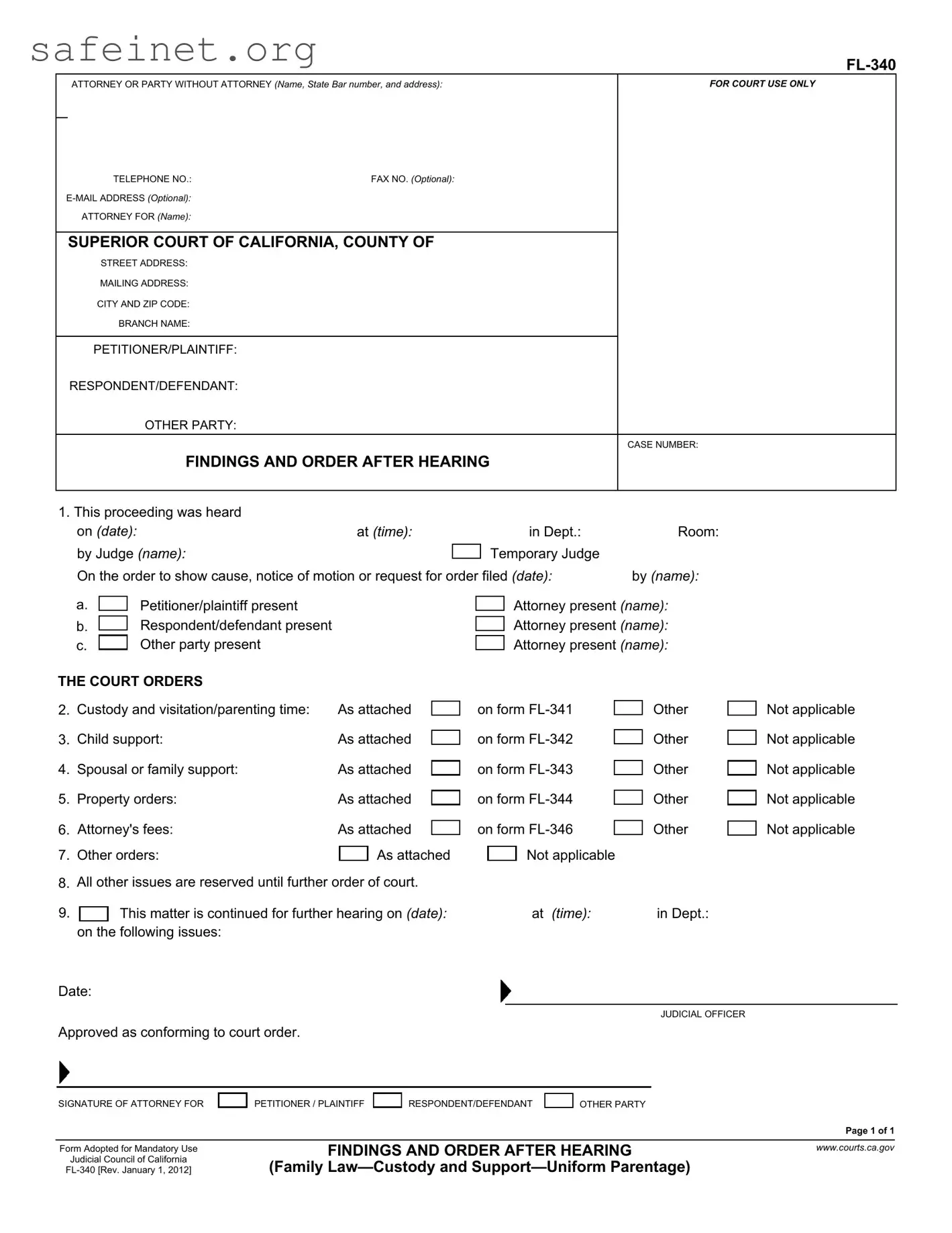 Blank Fl 340 Template