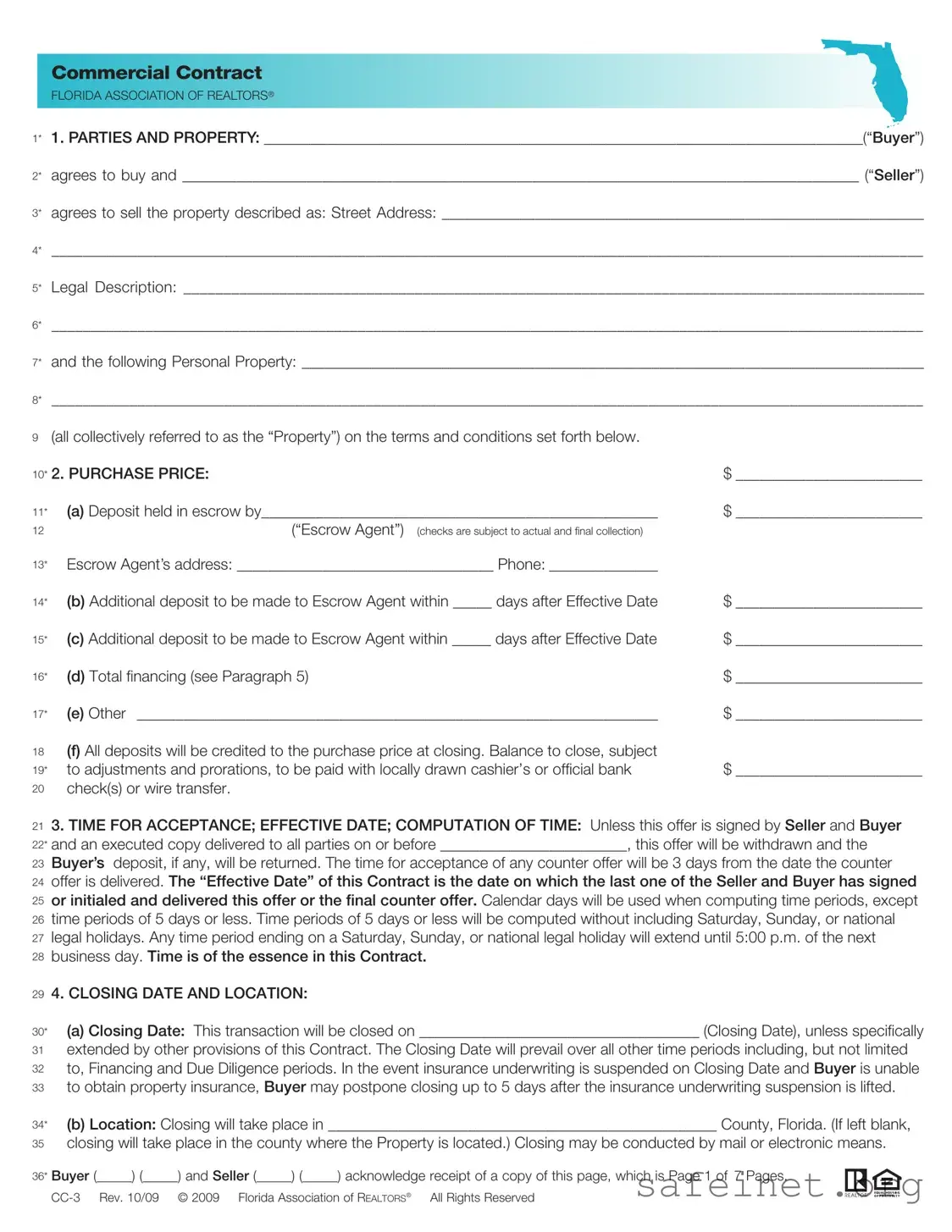 Blank Florida Commercial Contract Template