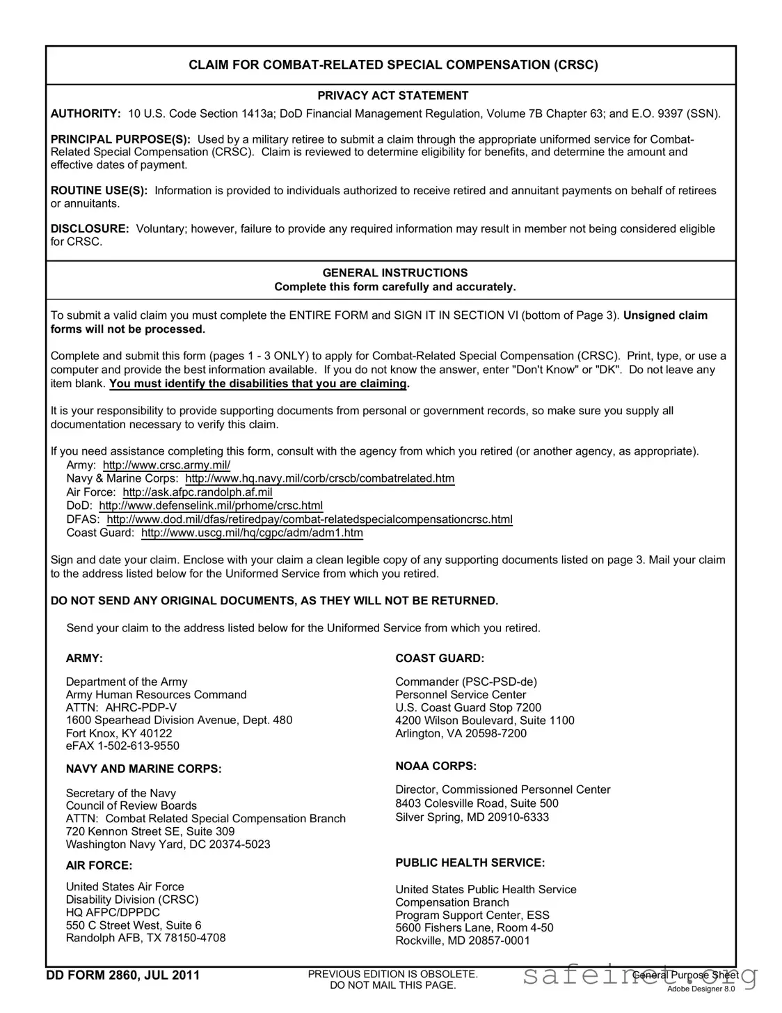 Blank Dd 2860 Template
