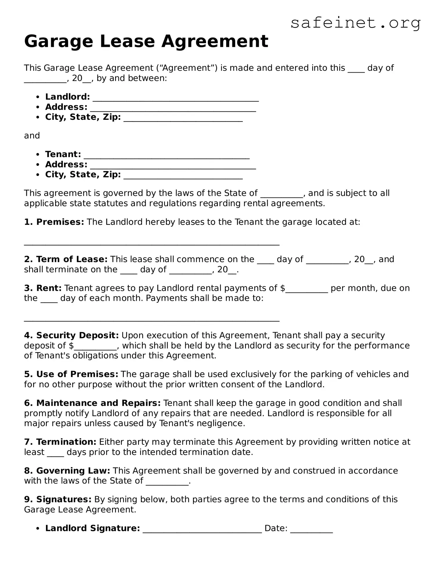 Official Garage Lease Agreement Document