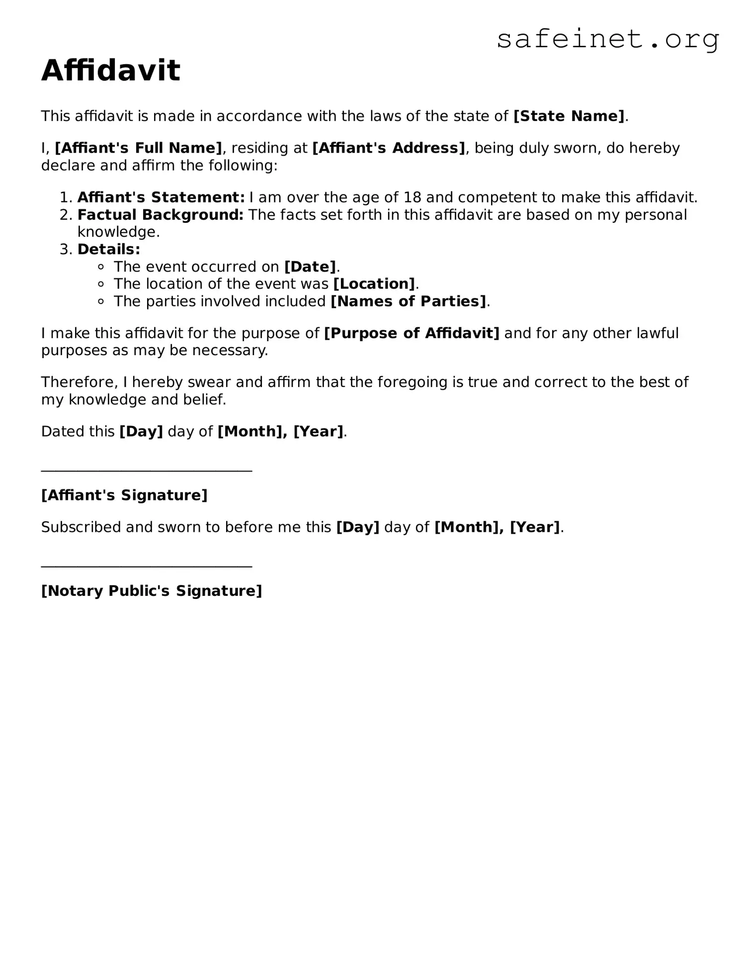 Official Affidavit Document