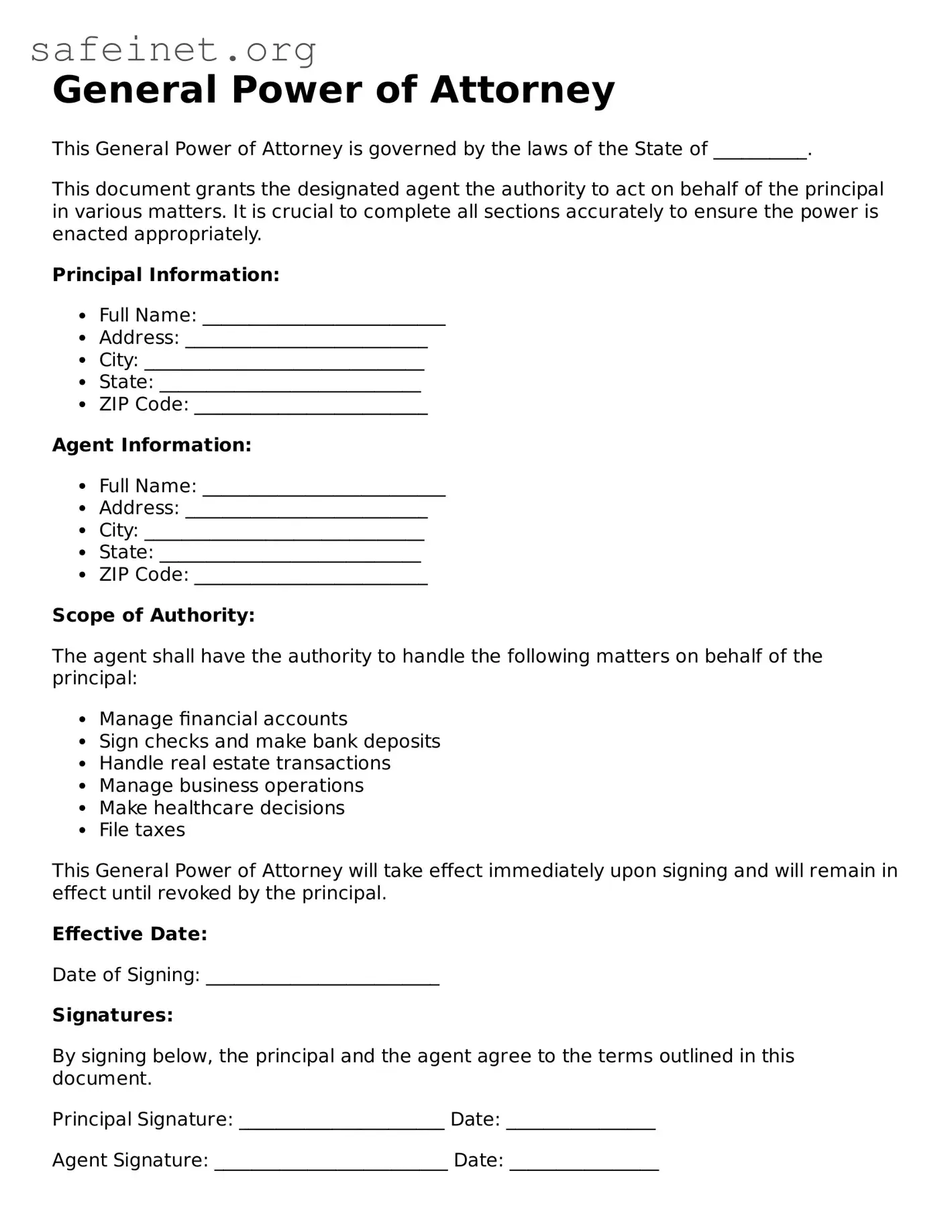 Official General Power of Attorney Document