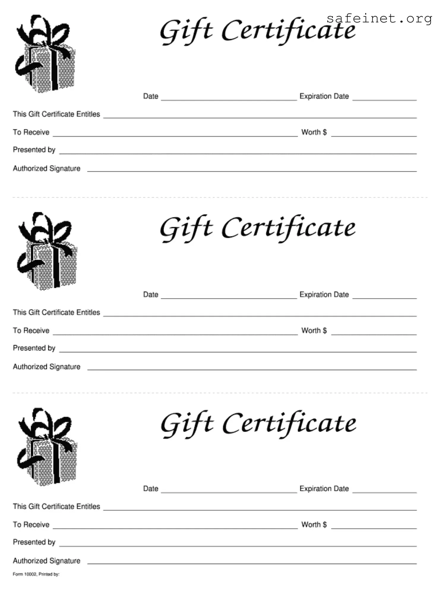 Blank Gift Certificate Template