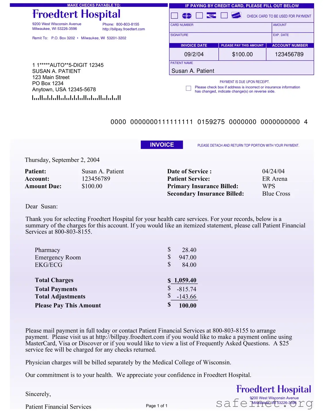 Blank Hospital Bill Template