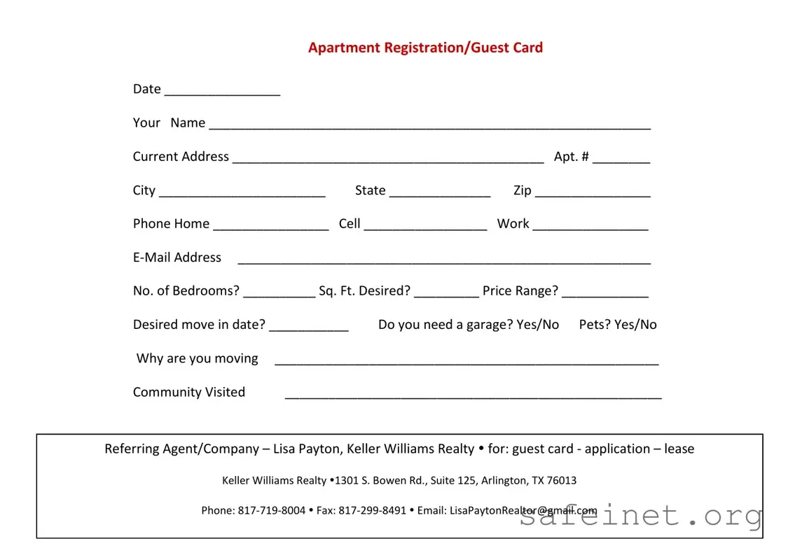 Blank Apartment Card Template