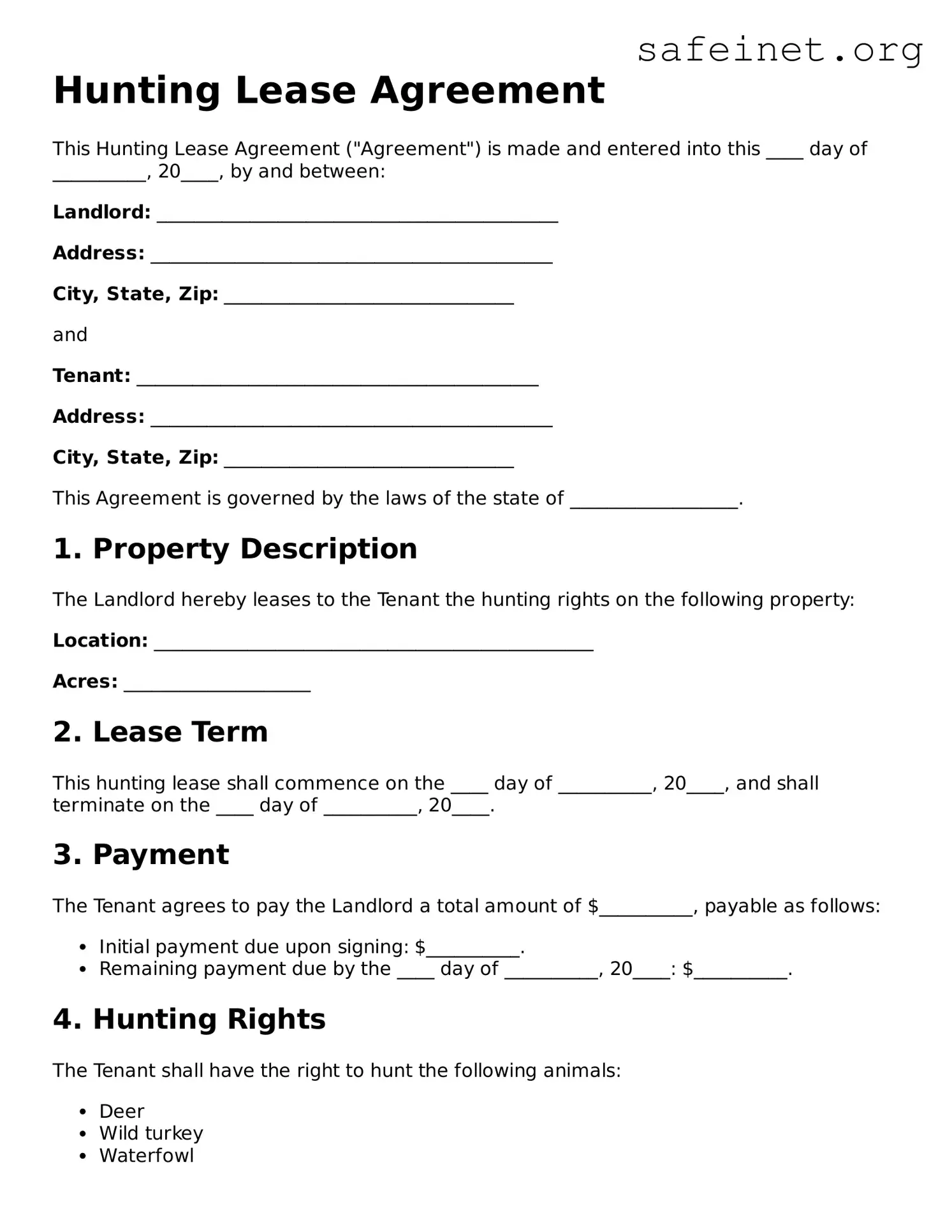 Official Hunting Lease Agreement Document