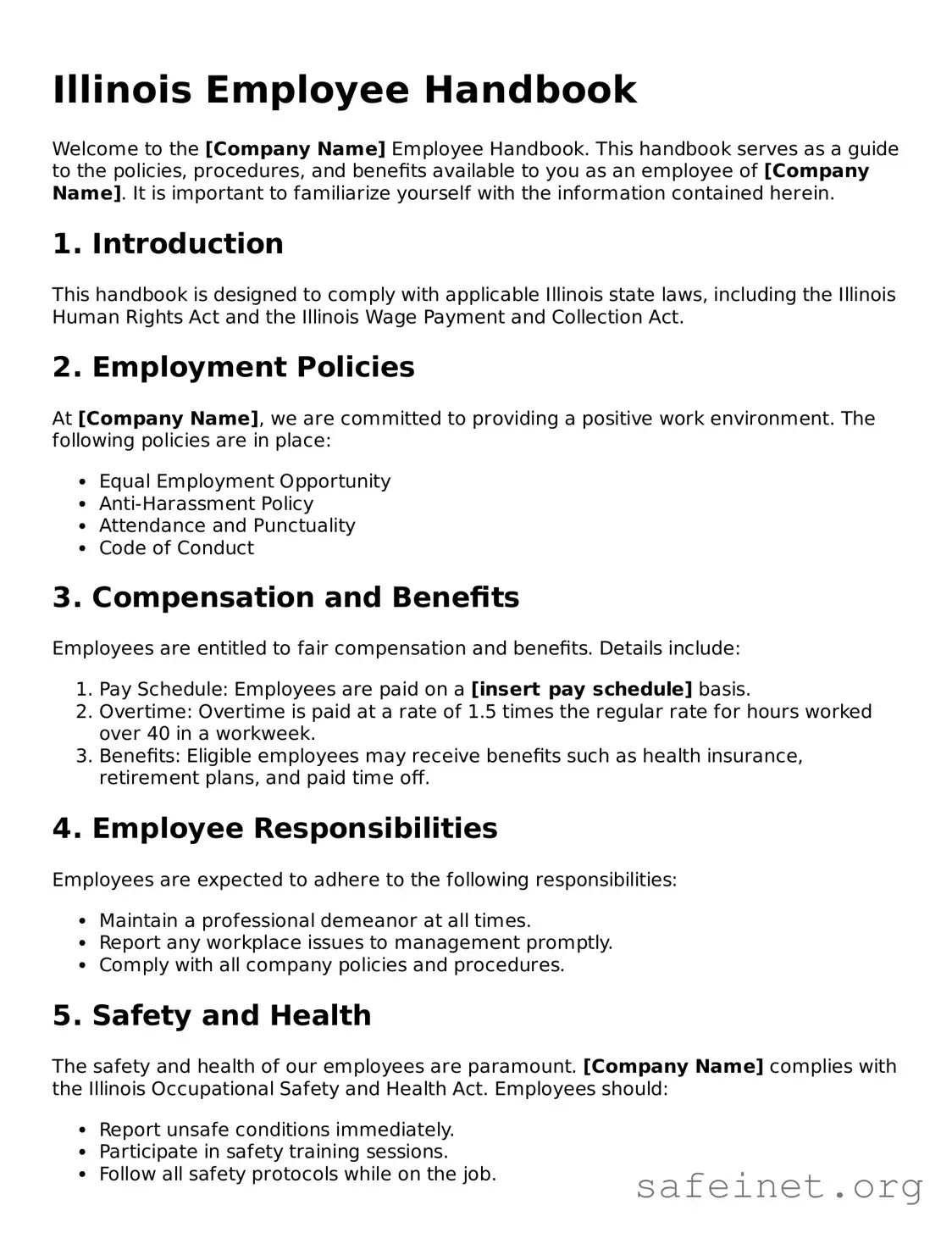 Valid Employee Handbook Template for the State of Illinois