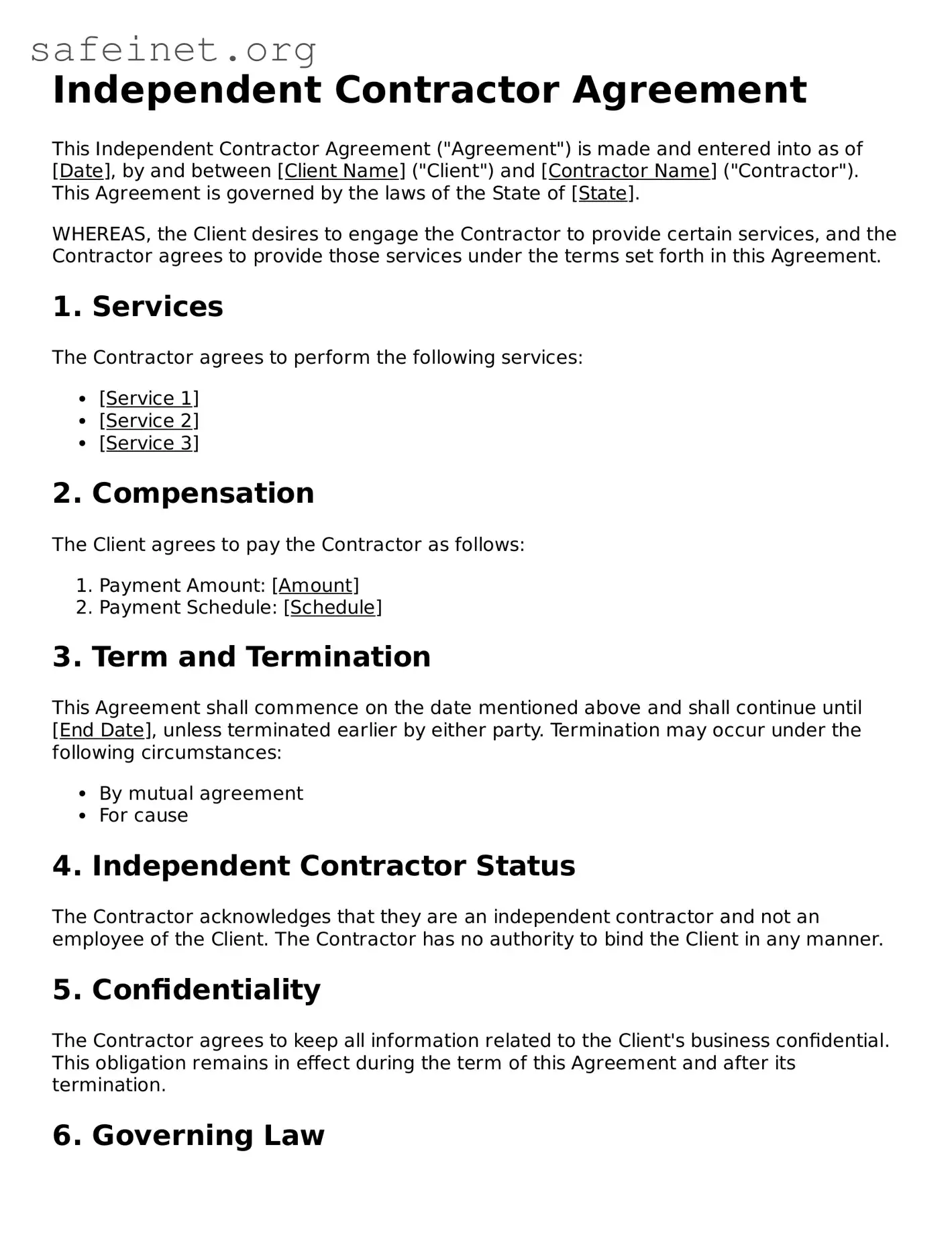 Official Independent Contractor Agreement Document