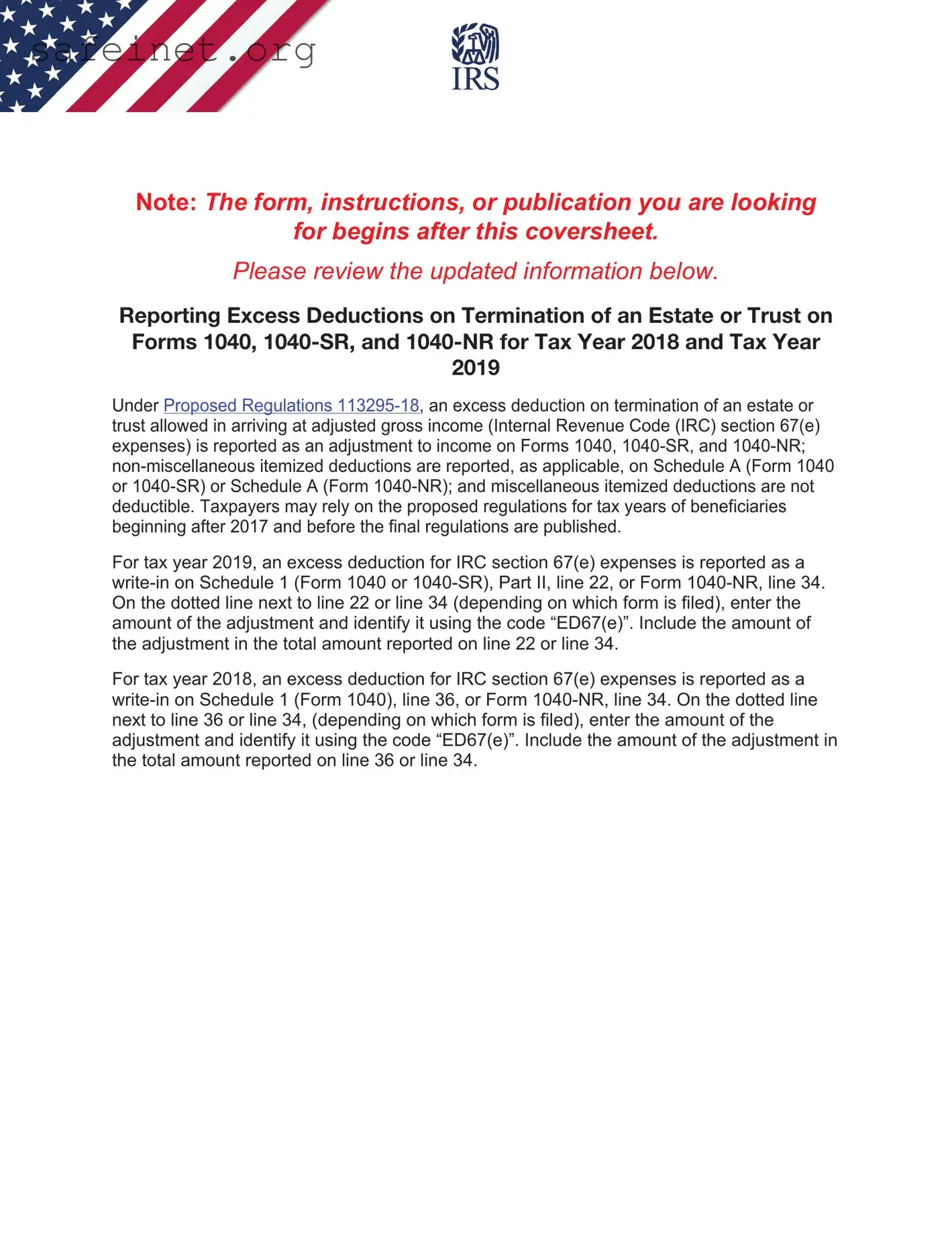 Blank IRS 1040-NR Template