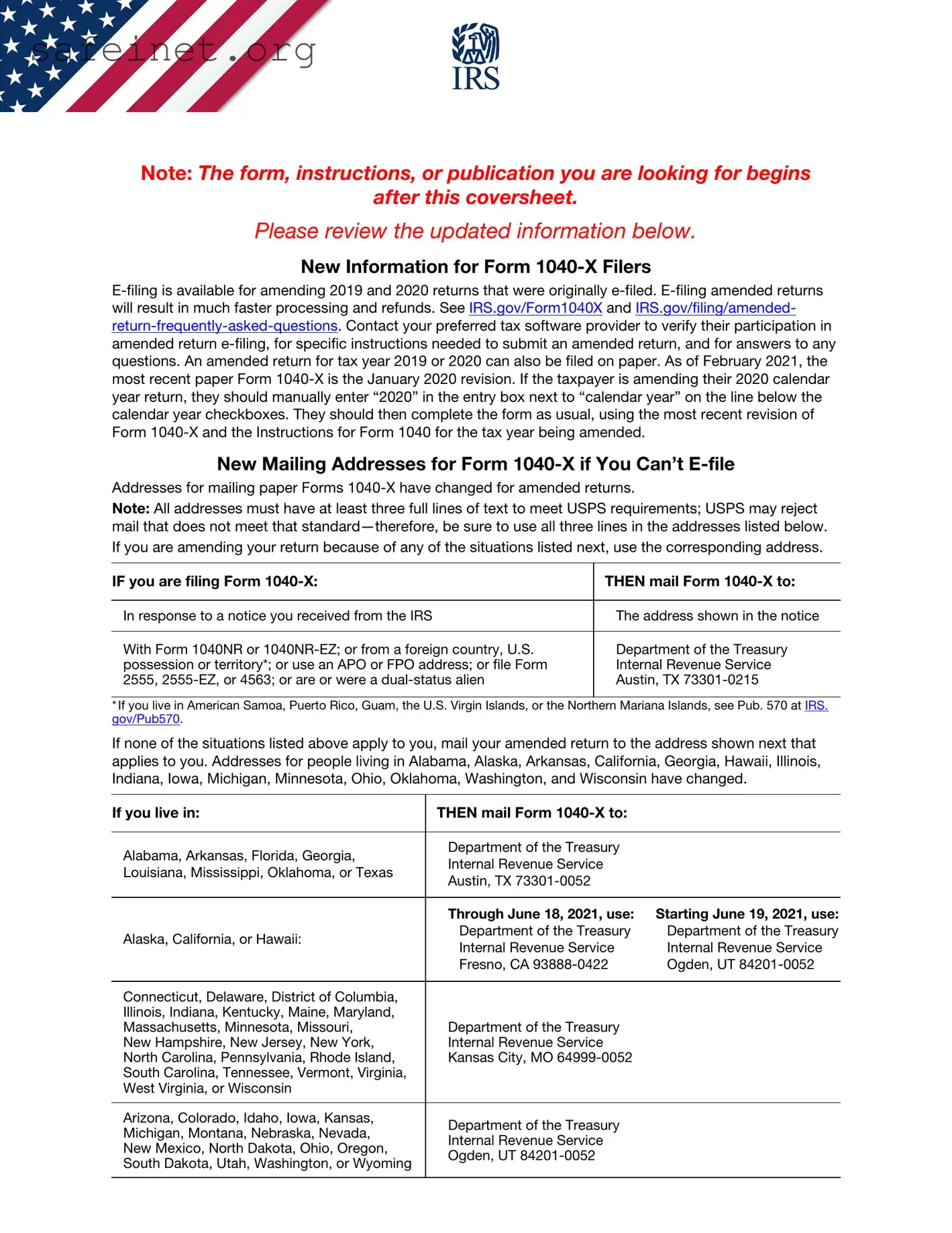 Blank IRS 1040-X Template