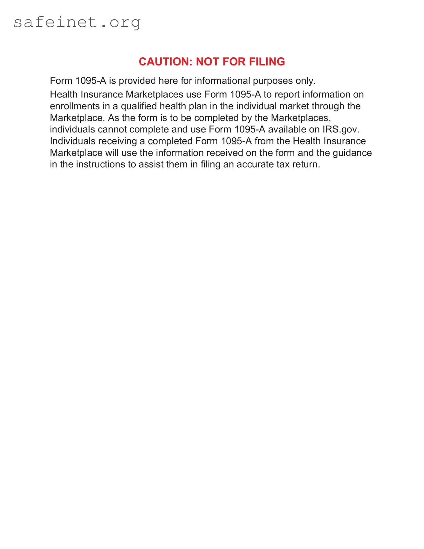 Blank IRS 1095-A Template