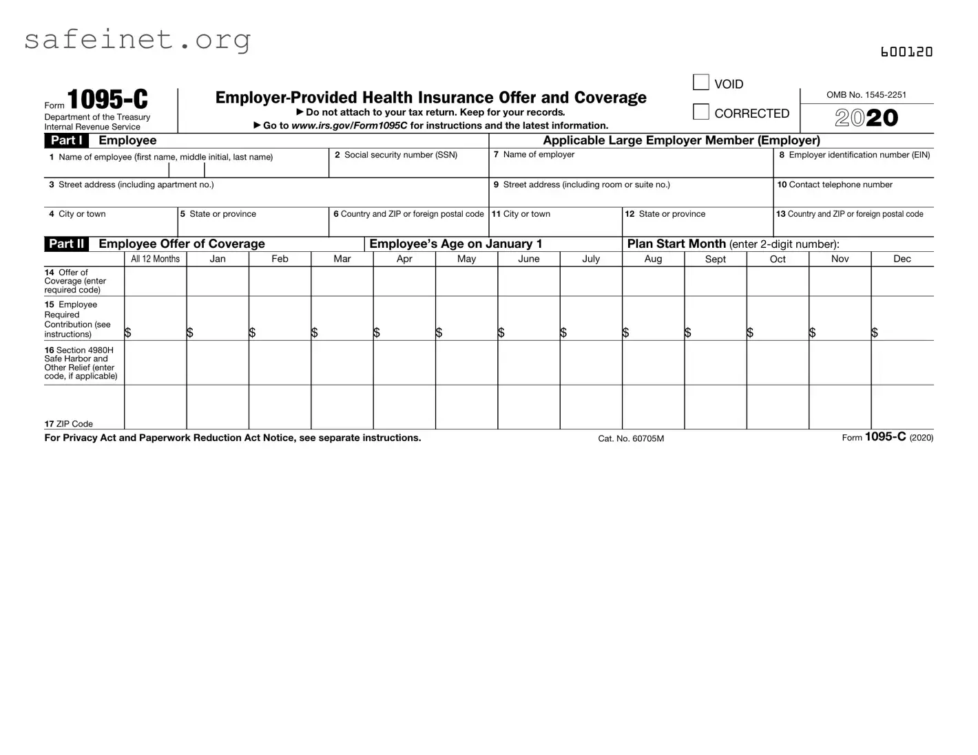 Blank IRS 1095-C Template