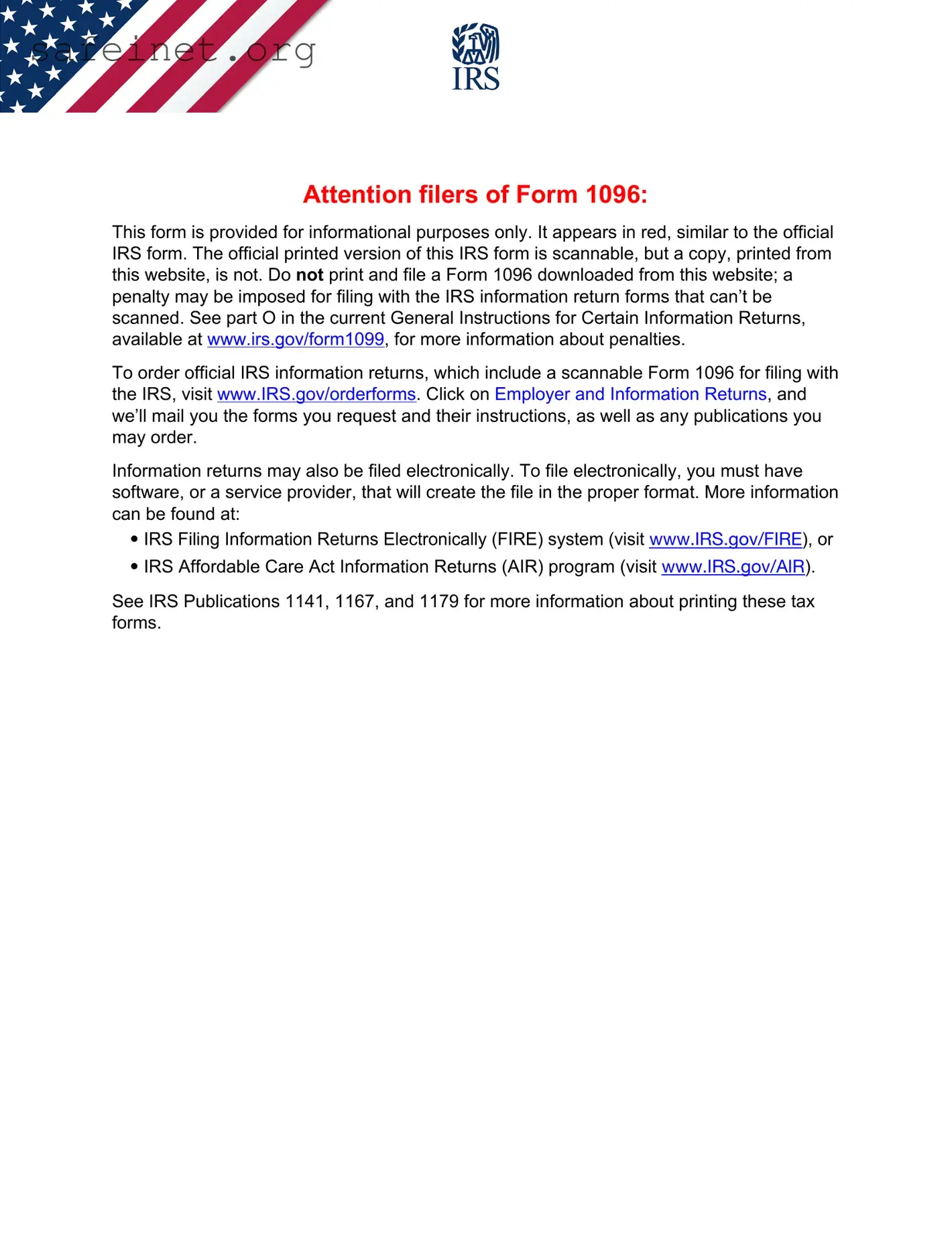 Blank IRS 1096 Template