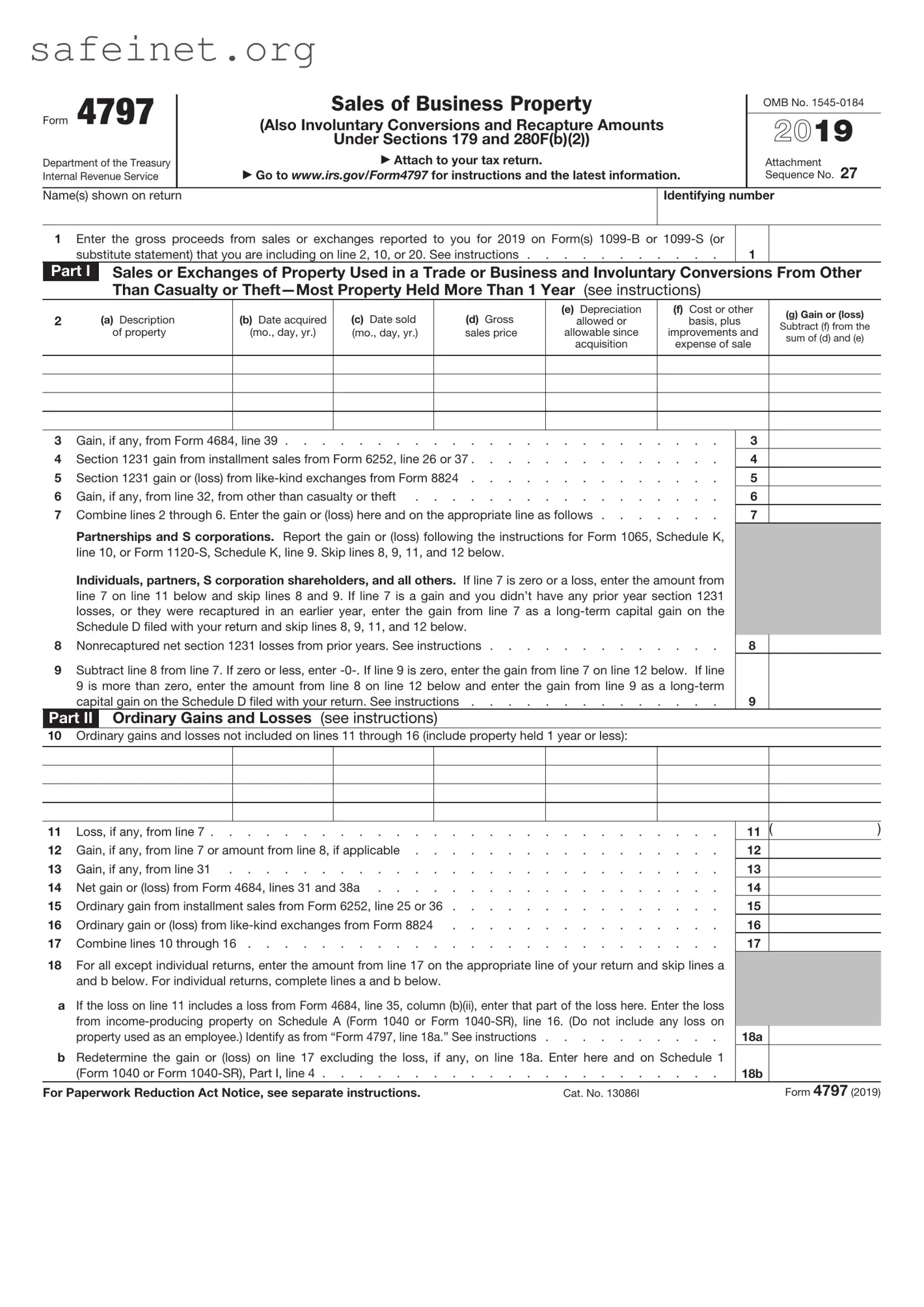 Blank IRS 4797 Template